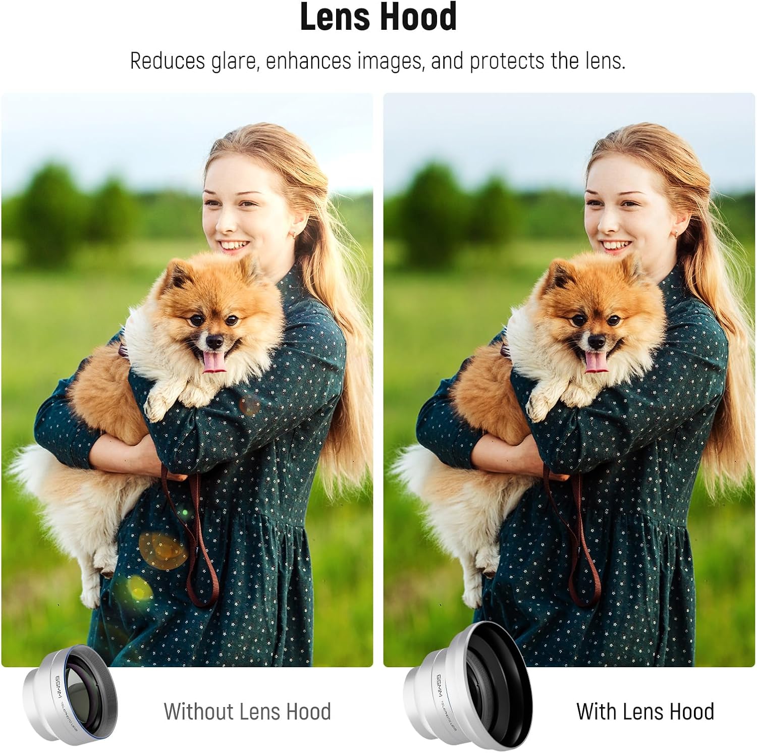 NEEWER 65mm HD Telephoto Phone Camera Lens with Hood (Silver), 1.7X Zoom Lens Attachment for 17mm Thread Backplate, Phone Cage & Case Compatible with iPhone Android, LS-66