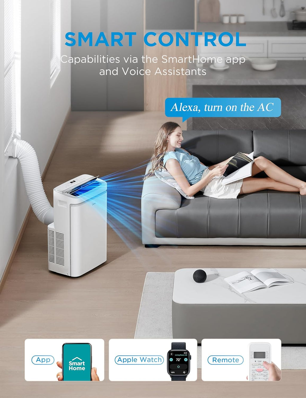 Midea 12,000 BTU ASHRAE (8,000 BTU DOE/SACC) Inverter Portable Air Conditioner, Cools up to 350 Sq.Ft., with Dehumidifier & Fan mode, Control with Remote, Amazon Alexa & Google Assistant, 2026 NEW