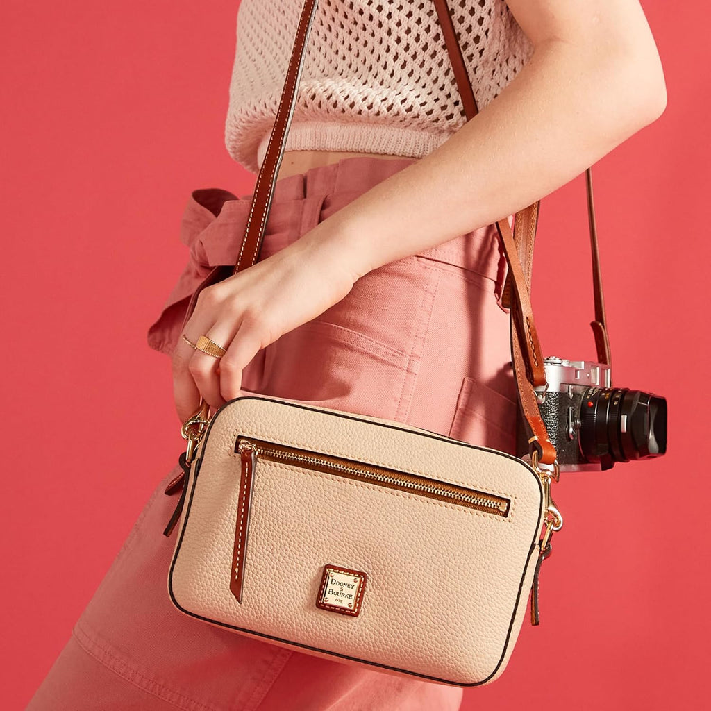 Dooney & Bourke Women's Camera Zip Crossbody in Pebble Grain Leather, Small Handbag with Adjustable Shoulder Strap