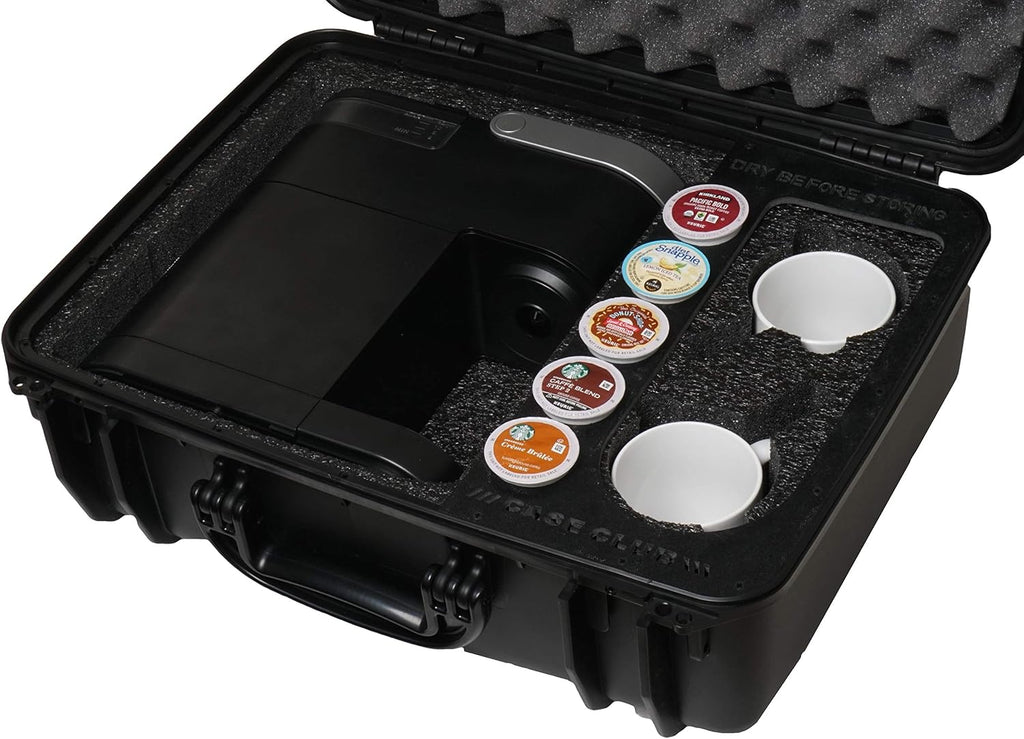 Case Club Pre-Cut Waterproof Case Compatible with Keurig K-Mini Coffee Maker - Holds 2 Mugs and Stores 5 Pods