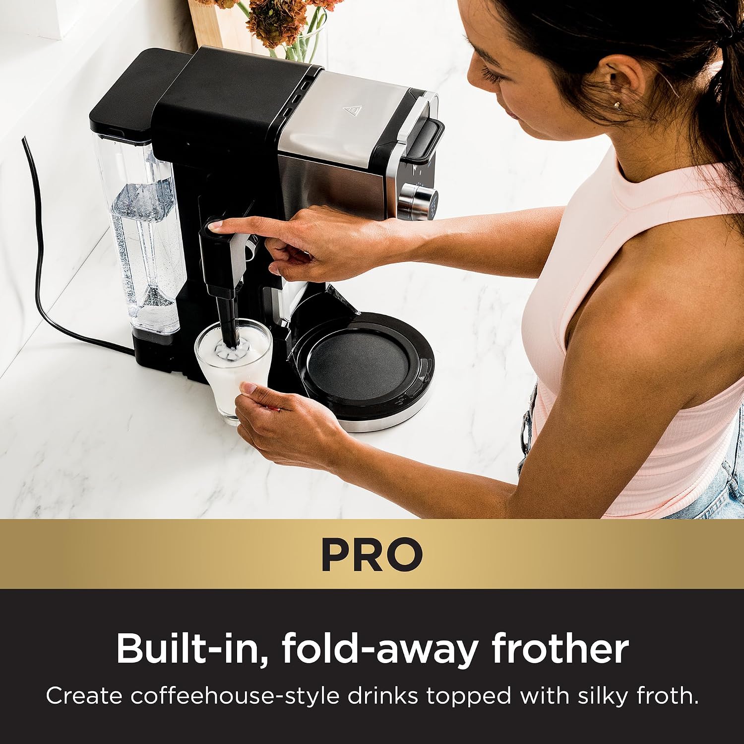 Ninja Specialty Drip Coffee Maker | DualBrew™ Pro Specialty Coffee Machine w/ Frother, Paper Filter | Brew with Pods & Grounds, K Cups Compatible | 4 Brew Styles, 13 Cup to Pot Sizes | Black, CFP301