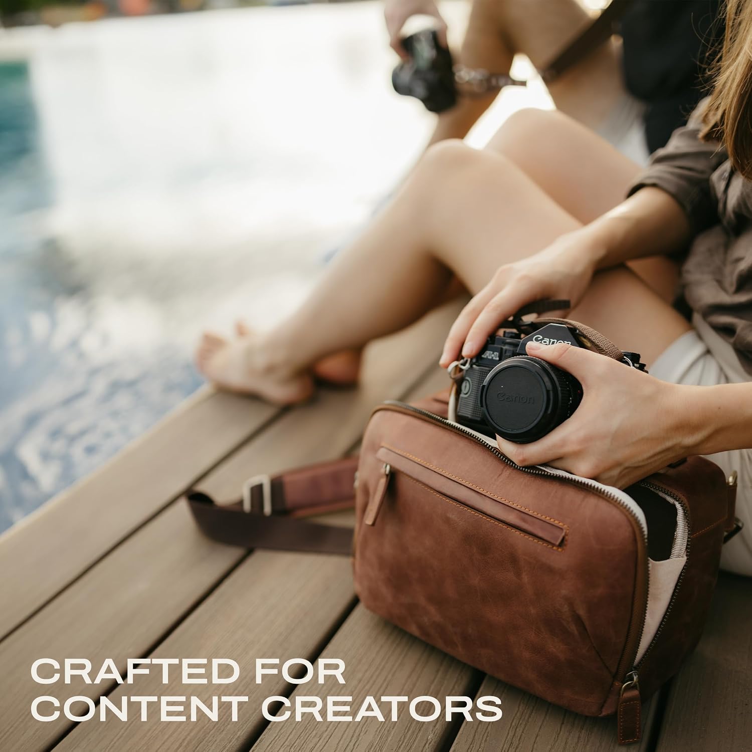 C Coiro Camera Sling Bag Full Grain Leather Photography Accessories with Padded Shoulder Strap, Camera Case for DSLR/SLR, Travel Photography Camera Bag, Brown Color
