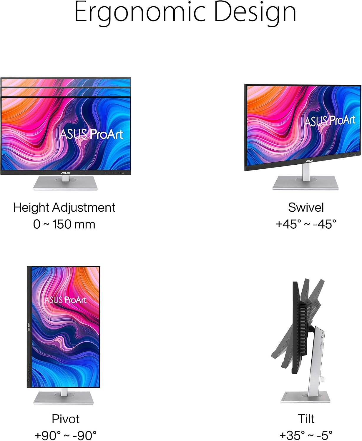 ASUS ProArt Display 27' Monitor PA278CV - WQHD (2560 x 1440), IPS, 100% sRGB, 100% Rec. 709, ΔE < 2, Calman Verified, USB Hub, USB-C, DisplayPort Daisy-Chaining, HDMI, Eye Care, Height Adjustable