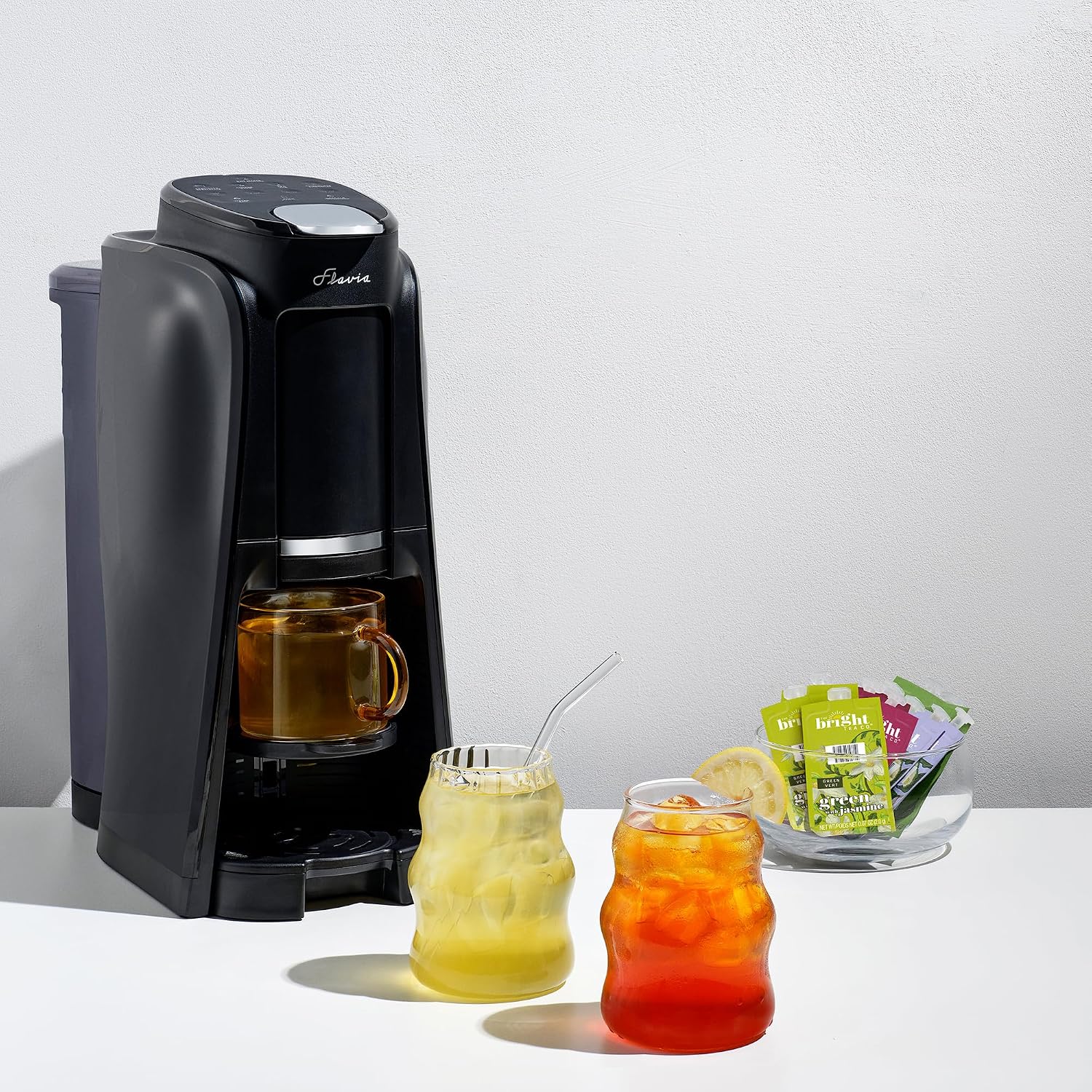 Flavia Aroma Brewer Bundle with 84 Freshpacks and 1 Merchandiser - Coffee Machine, Makes Coffee, Lattes, Tea, and other Hot or Iced Beverages, Multiple Brew Sizes, Grey, Works ONLY with Freshpacks