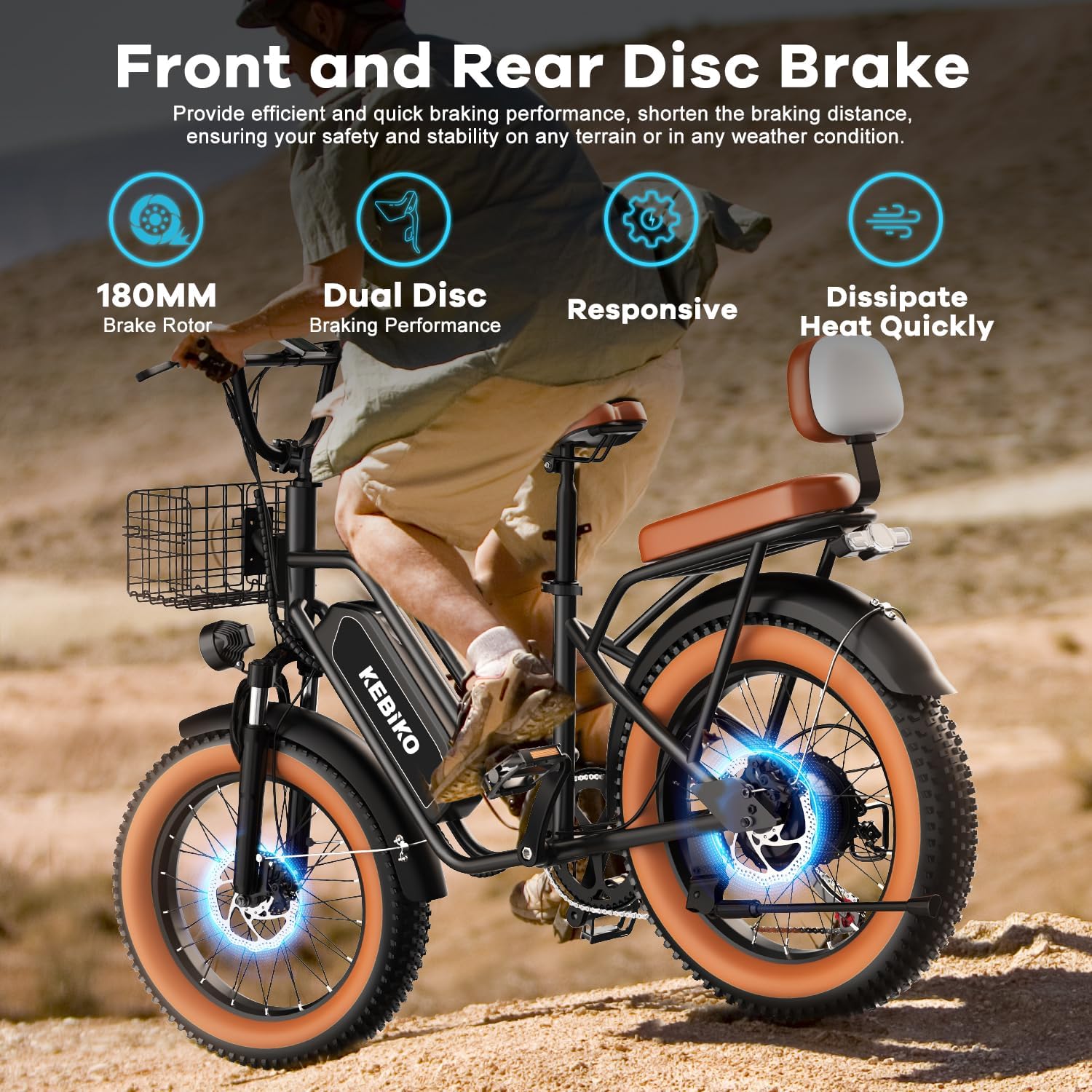 Electric Bike for Adults, 20'x 4' Fat Tire 35MPH Cargo Ebike with Seat, 1450W Peak 2 Seater Commute Bike with 48V 20AH Removable 960WH Battery, 80 Miles Max Range 7-Speed Step-Thru Electric Bicycle