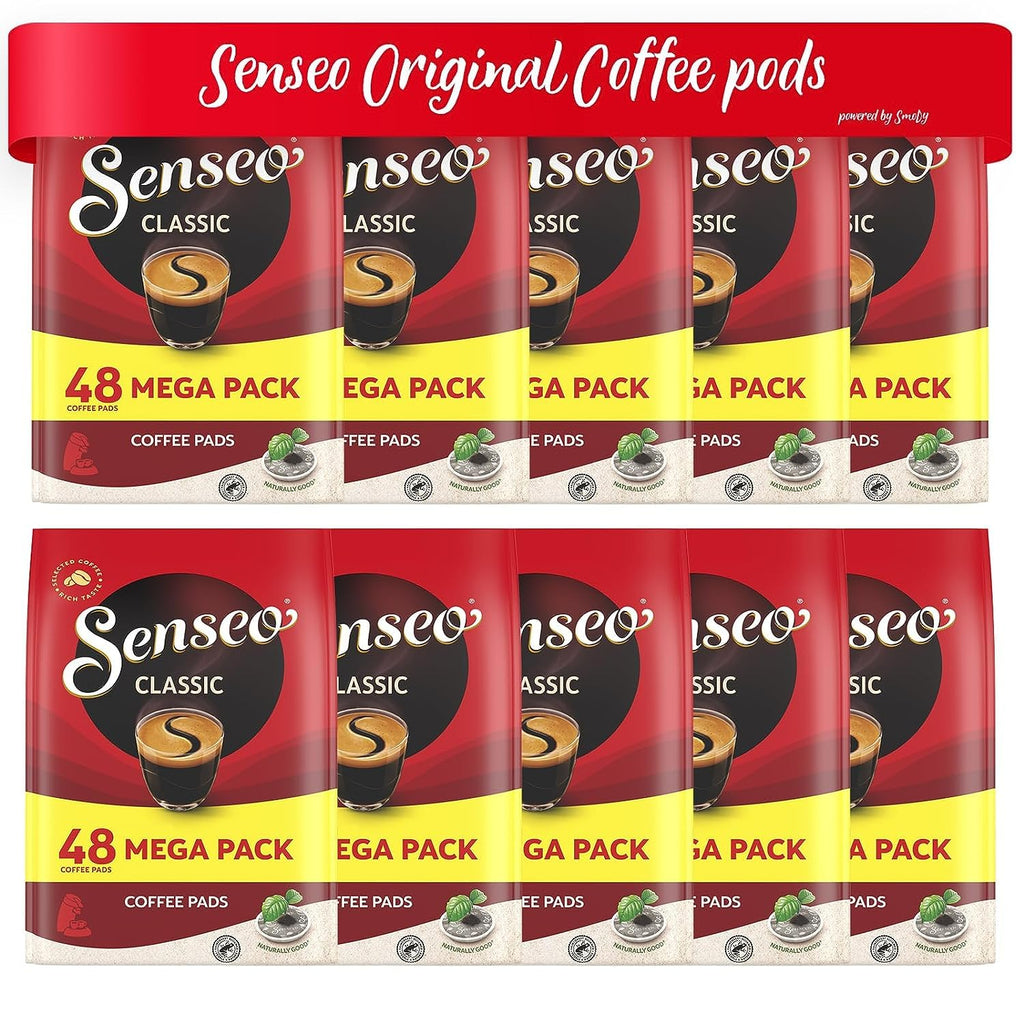Senseo Classic Medium Roast Coffee Pods – 480 Count (10 Packs) – Smooth & Balanced Flavor with Rich Crema – Single-Serve Compostable Coffee Pads – Compatible with Senseo & PeleCom Machines
