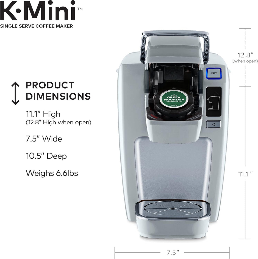 Keurig K15 Coffee Maker, Single Serve K-Cup Pod Coffee Brewer, 6 to 10 oz. Brew Sizes, Platinum