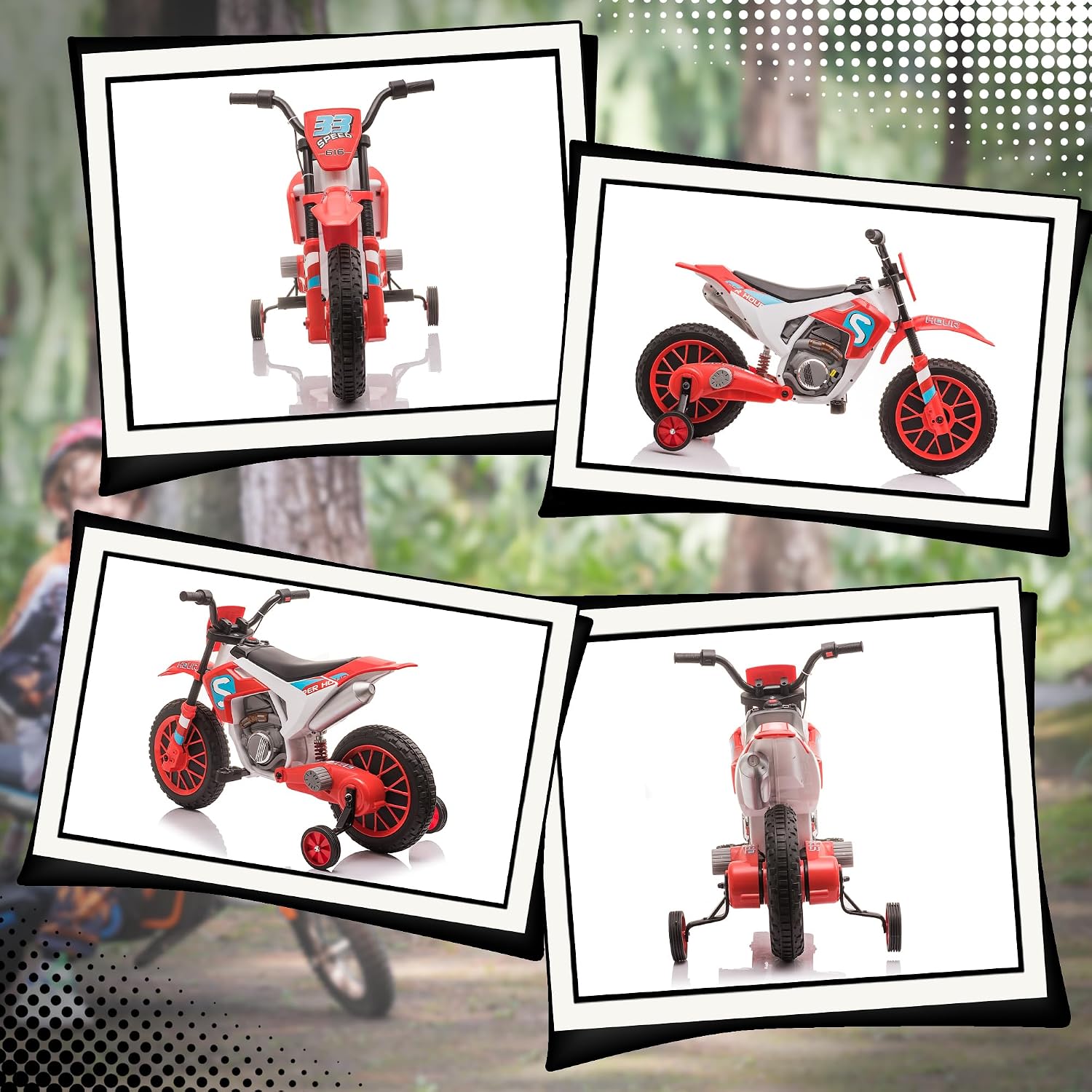 Aosom 12V Kids Motorcycle w/Treaded Tires, 5mph Top Speed Electric Bike for Kids, Ride On Motorcycle w/Training Wheels, Battery Charger, Spring Suspension, Red
