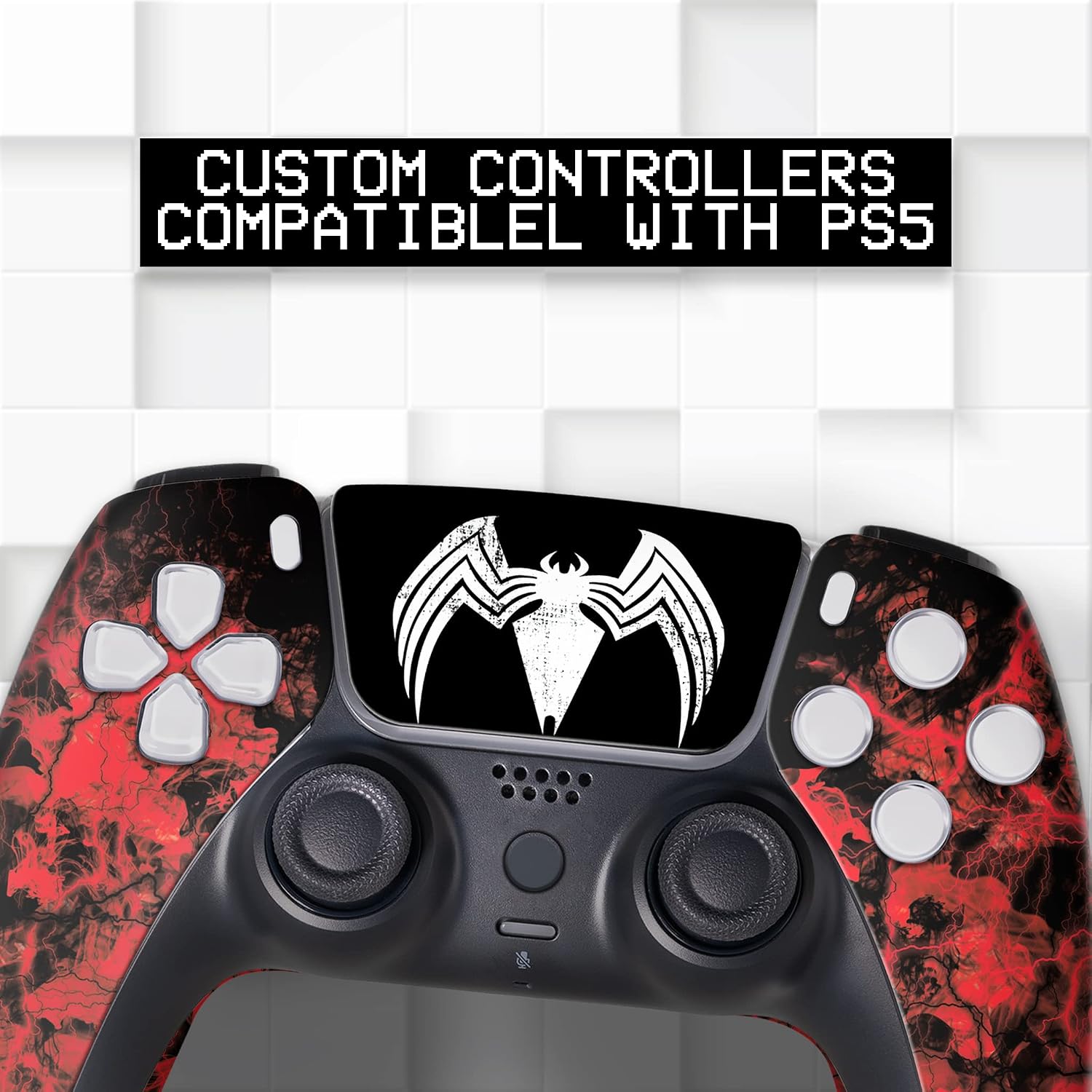 Carnagge Custom PS-5 Controller Wireless compatible with Play-Station 5 Console by BCB Controllers | Proudly Customized in USA with Permanent HYDRO-DIP Printing (NOT JUST A SKIN)