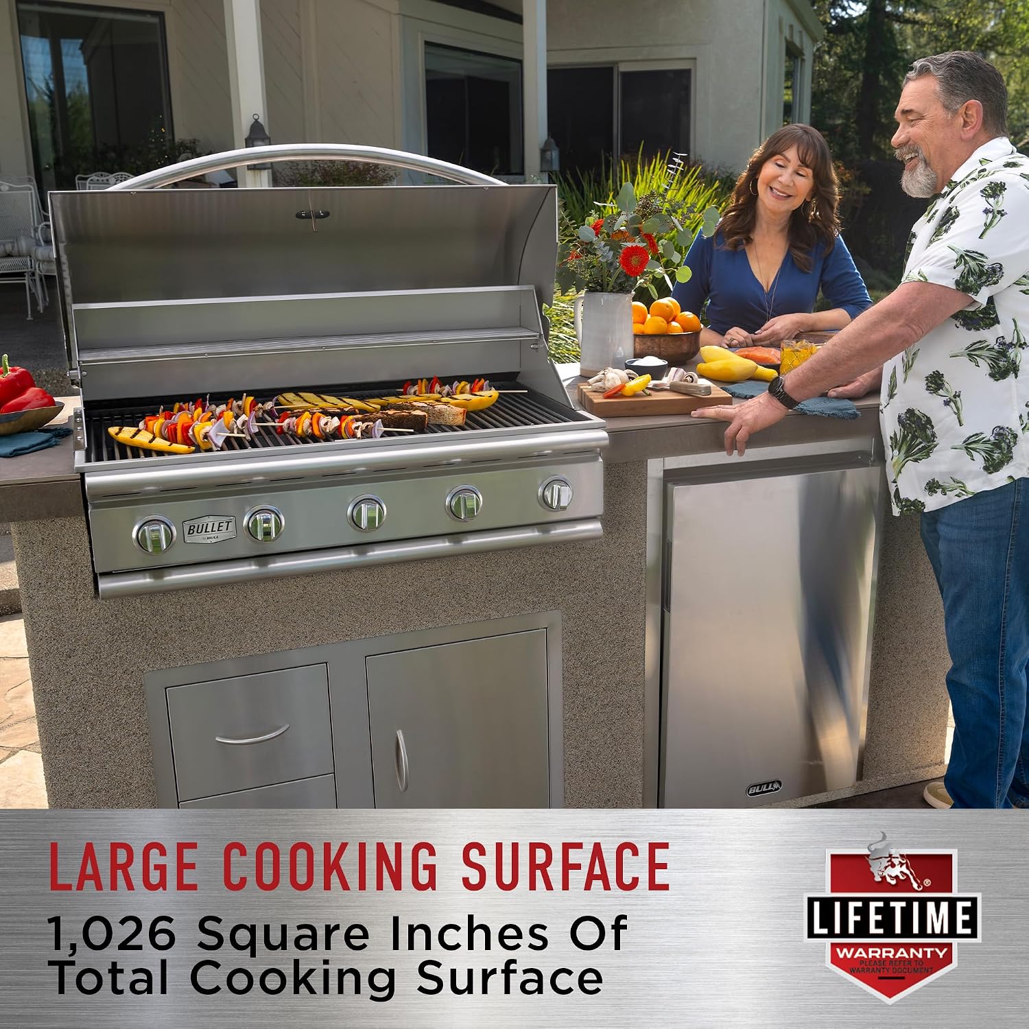 Bull Outdoor Products 88000 Bison Charcoal Grill Cart, Stainless Steel