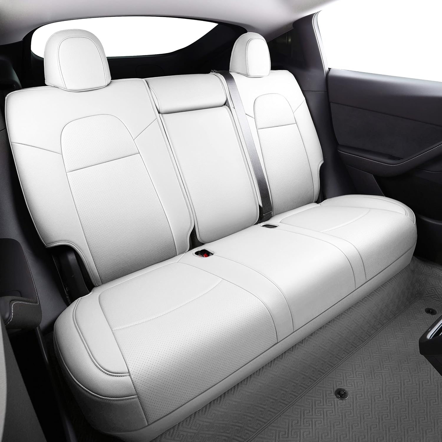 Custom Fit for Tesla Model Y 7 Seater Version The First and Second Row Synthetic Lichi Leather Car Seat Cover Cushion for 2020 2021 2022 2023 2024 Customized(7 Seat Version Your Color)