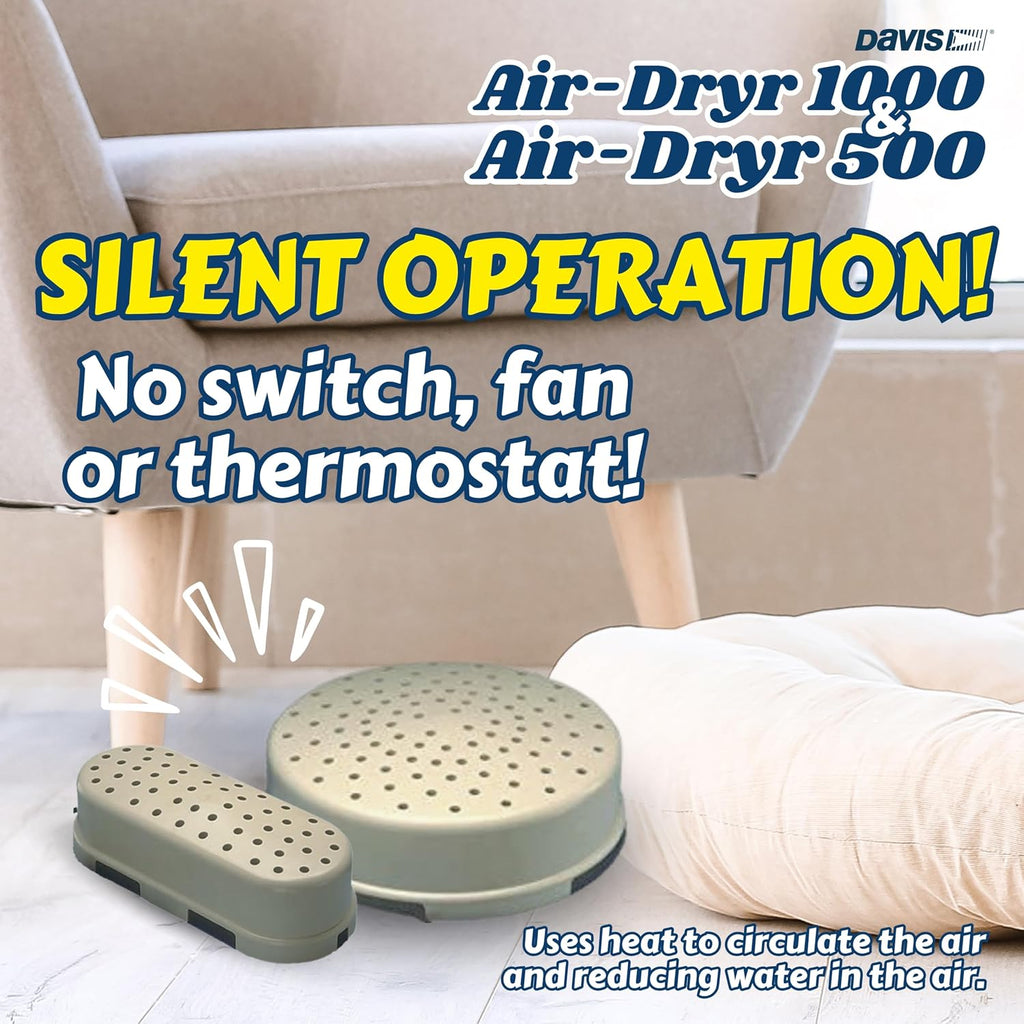 Davis Air-Dryr 500 & 1000 2 Pack Bundle - Quiet Room Dehumidifier for Moisture Problems and Wet Air Solution - Portable Dehumidifier for RV, Camper, Bathroom, Bedroom and More