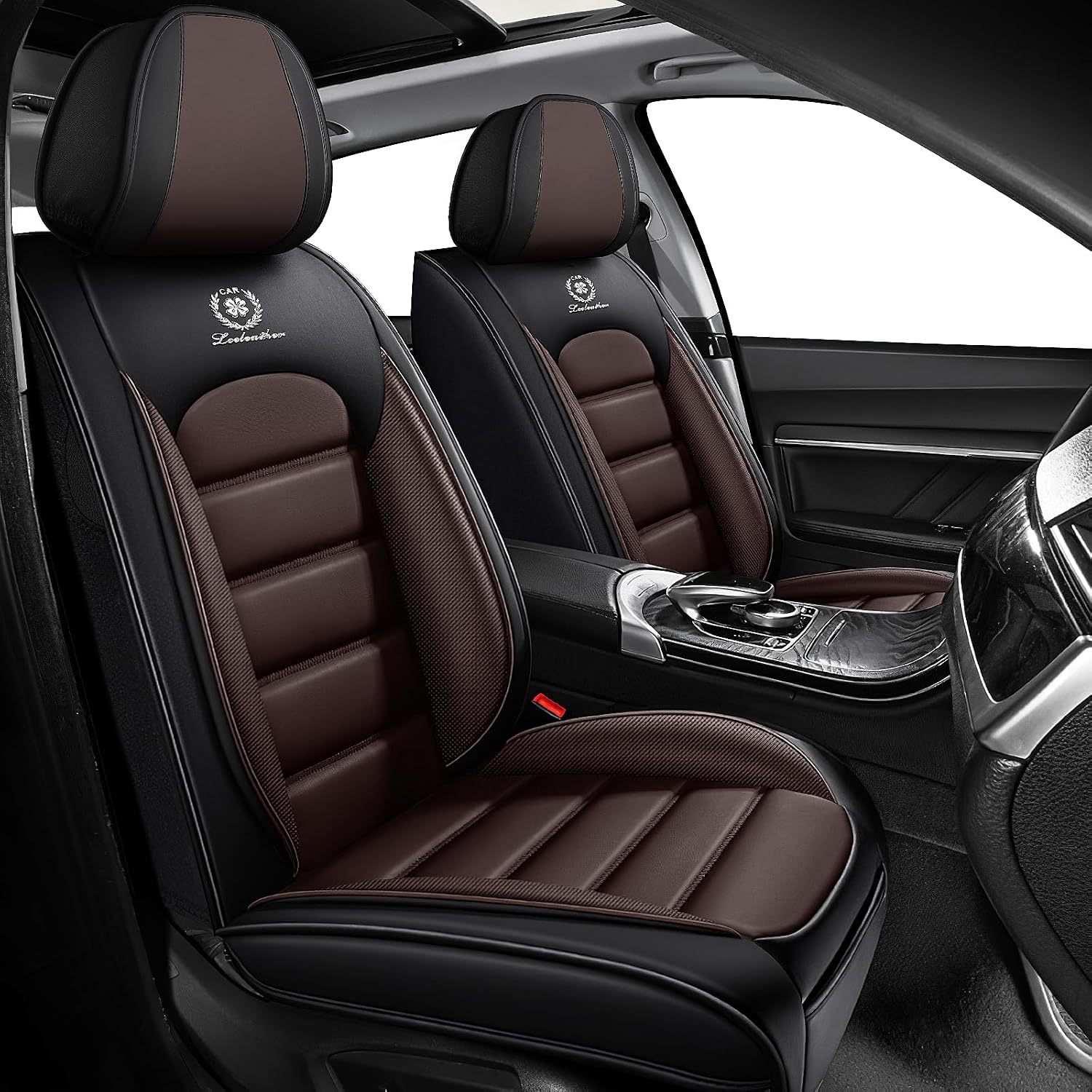 Car Seat Covers for Chevrolet Chevy Avalanche 2007-2013, Leather Auto Seat Cover Luxury Cushions Waterproof Seat Protectors (Black&Coffee,Front Set)