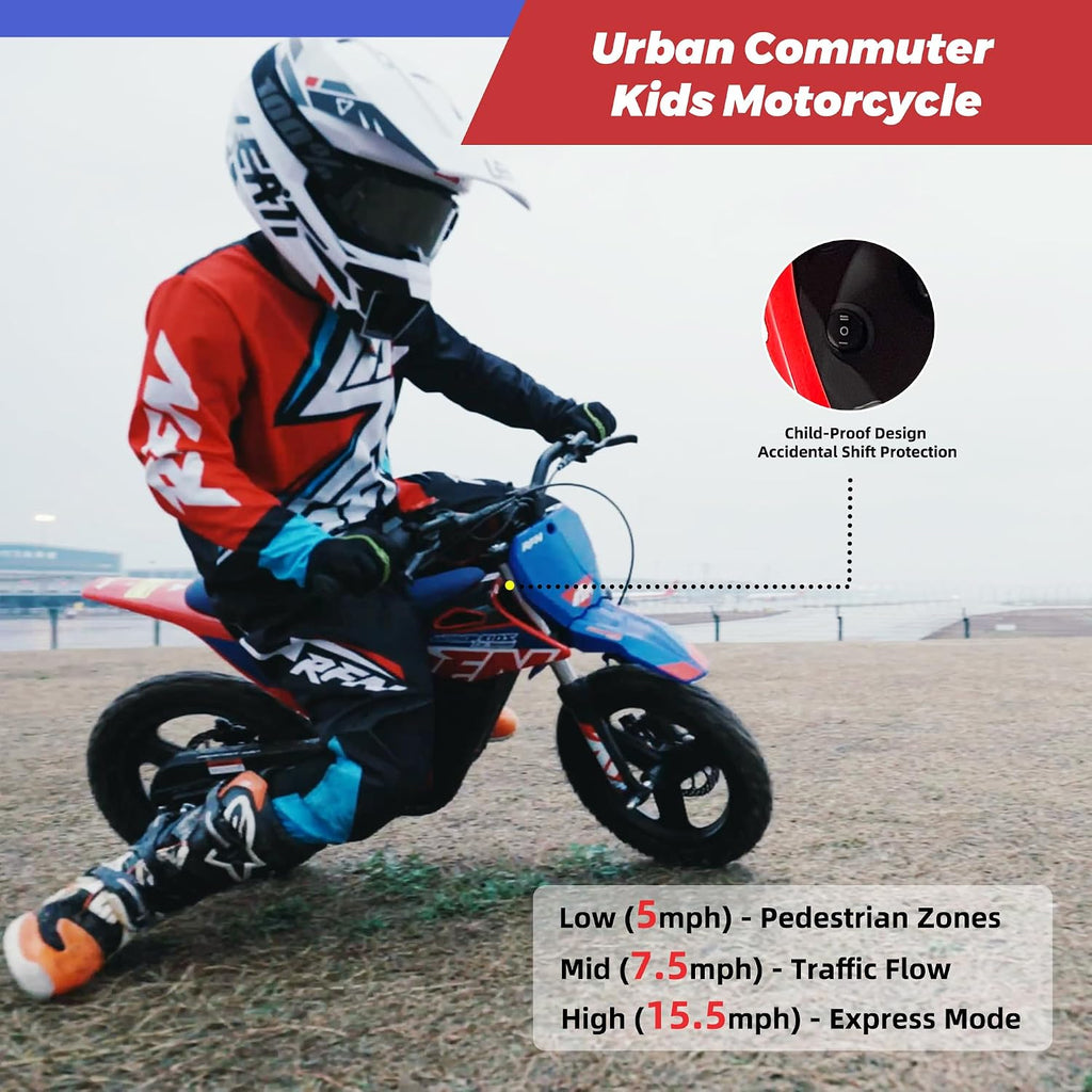 RFN SX-E250 36V Electric Bike, 400W Electric Motorcycle 15.5 mph Max Speed & 11.2 Mile Range, 3-Speed Off-Road Bike for Kids Ages 3-6