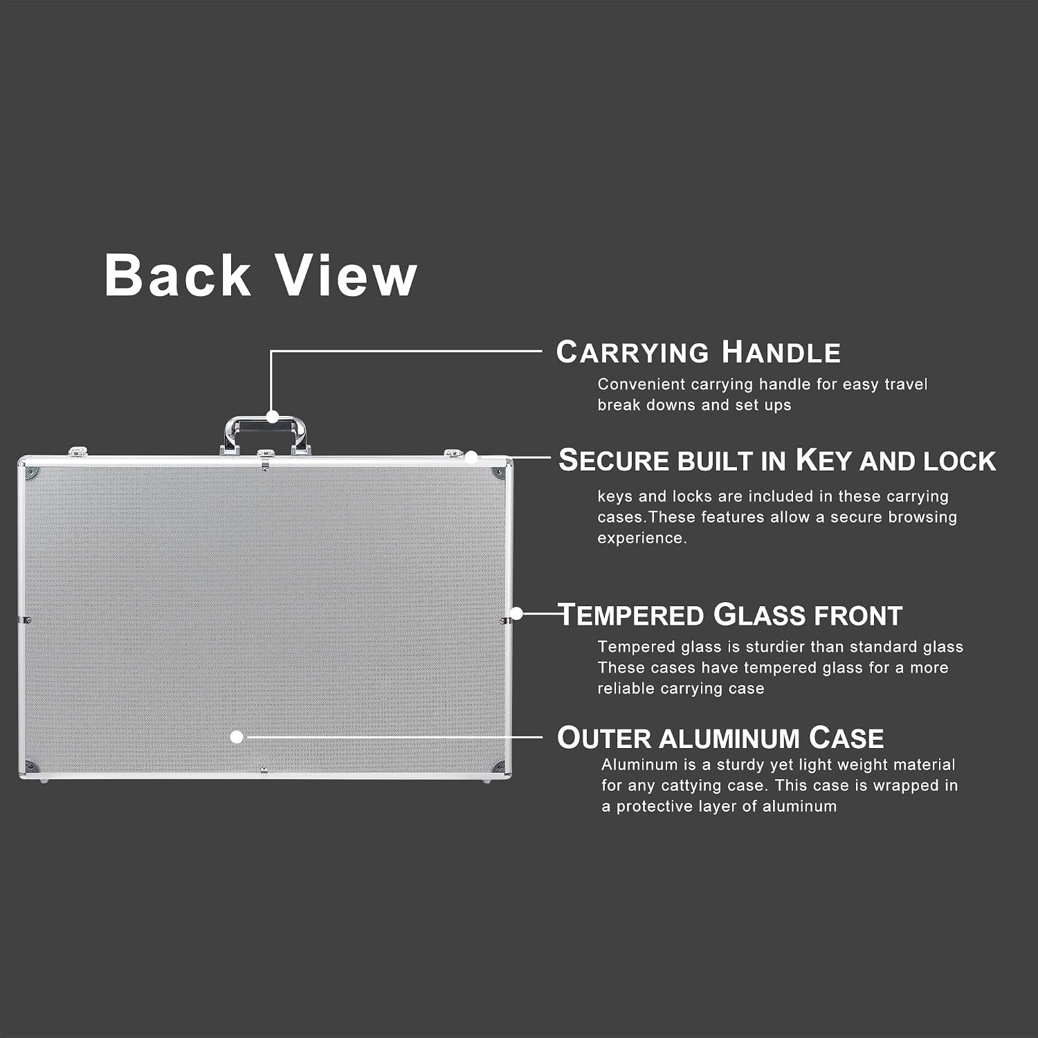 QTYORD Card Display Case, Aluminum 34' L x 22' W Glass Display Case for Cards, 2-Pack XL Large Tabletop Display Case with Lock, Portable Trade Show Display for Jewelry MTG Cards and Collectible Cards