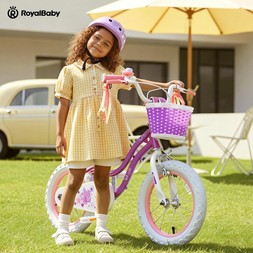 RoyalBaby Girls Bike, Stargirl EZ Kids Bike Balance and Pedal Bicycle with Basket and Dual Handbrake, 12 14 16 18 Inch Toddlers to Big Kids 3-8 Years, Multiple Colors