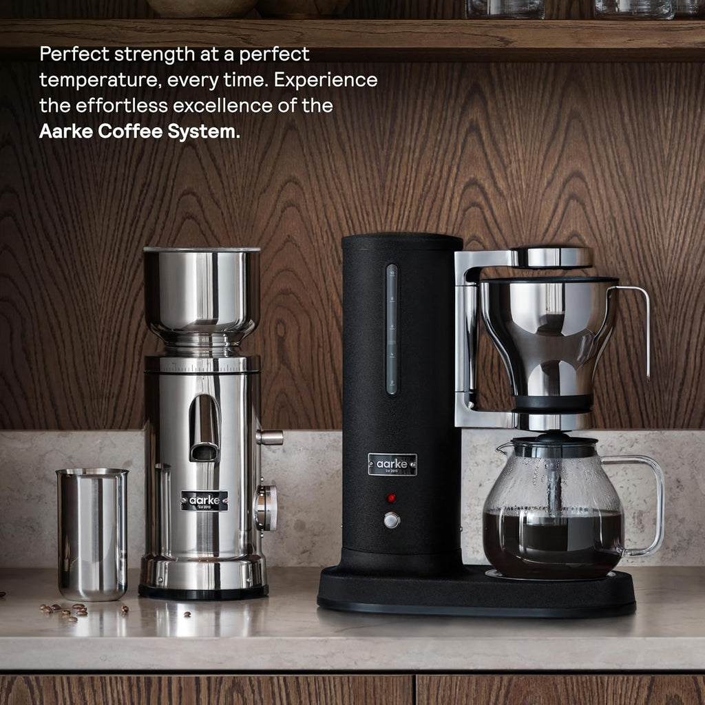 aarke Coffee Maker and Grinder Bundle - Premium Stainless Steel Coffee Maker and Electric Coffee Grinder Included, SCA-Certified, with 60 Grinder Settings, Matte Black