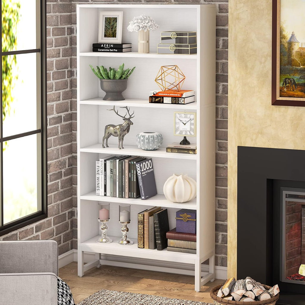 Tribesigns Tall Bookcase and Bookshelf, 70.8' Large Bookcases Organizer with 5-Tier Storage Shelves, Heavy Duty Free-Standing Library Bookshelf Shelving Unit for Living Room, Bedroom, Office (White)
