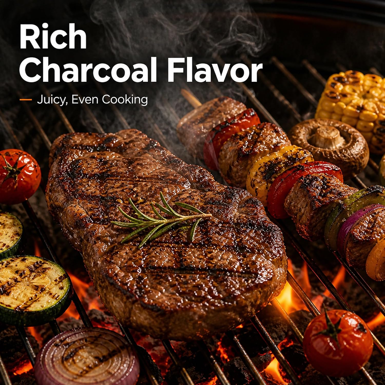 18 Inch Charcoal Grill with Lid & Ash Catcher, Kettle BBQ Grill for Backyard & Patio, Easy Temperature Control, Family Grill for 4–6 People