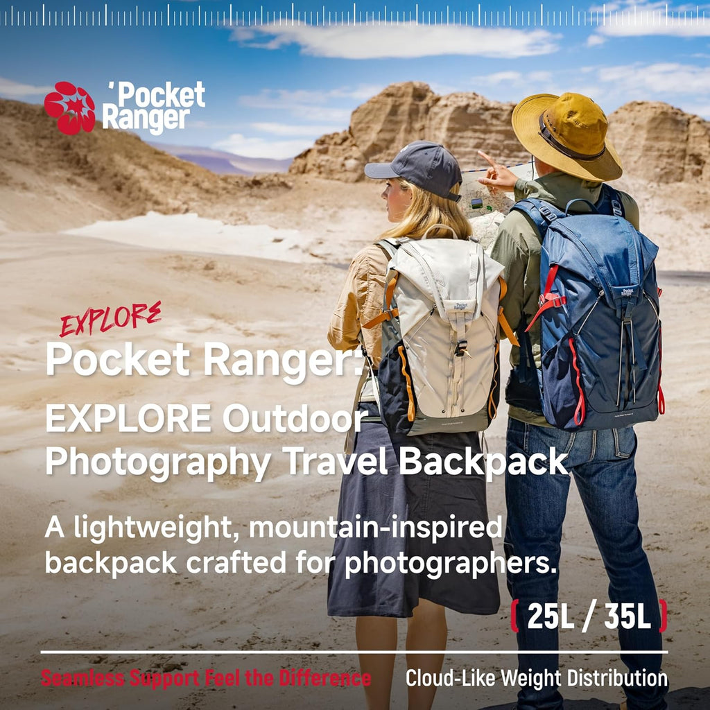 VSGO Pocket Ranger Expandable 35-43L Photography & Outdoor Backpack – Lightweight Camera Bag for Hiking, Mountaineering, Travel