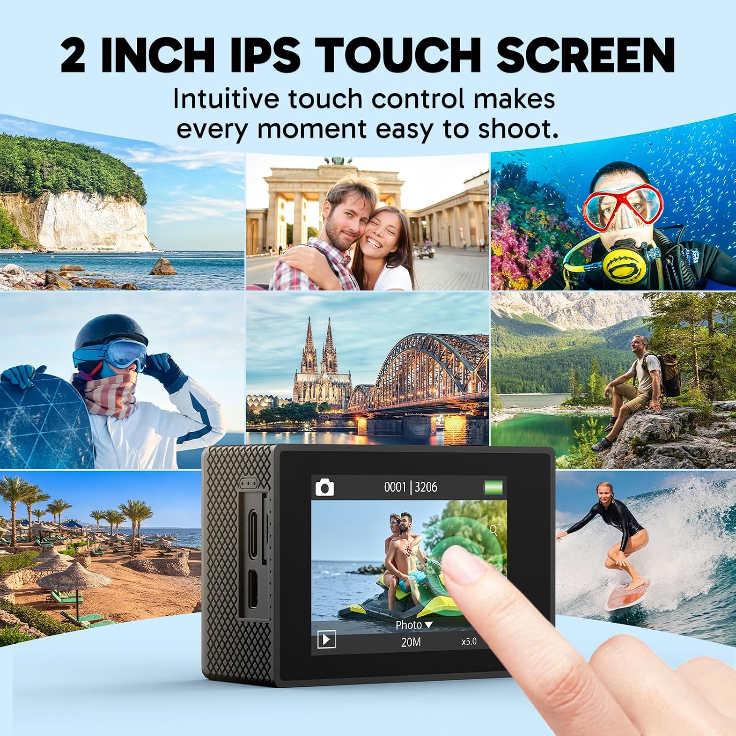 AKASO EK7000 Pro 4K30fps Action Camera with 64GB MicroSDXC U3 Memory Card Accessories Kit Bundle Ultra HD 131FT Waterproof Camera EIS WiFi Remote Control 5X Zoom Underwater Camera