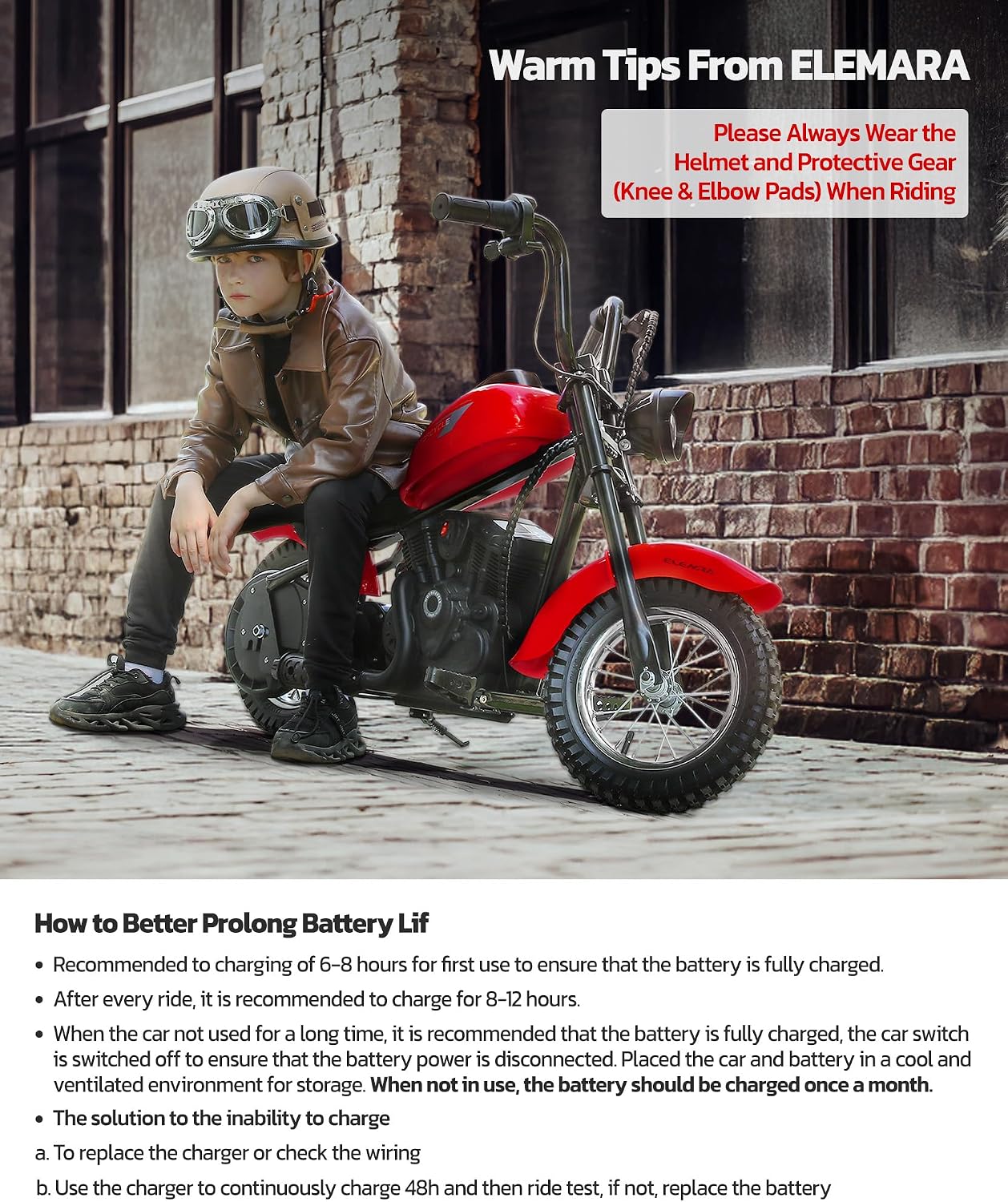 ELEMARA Electric Dirt Bike, 15 mph & 150lb Max, 24V Ride on Toy for Big Kids w/LED Lights & Power Display,Chain-Driven Motor,Twist-Grip Throttle, Shock Springs,Handbrake,12' Air-Filled Tires-Red