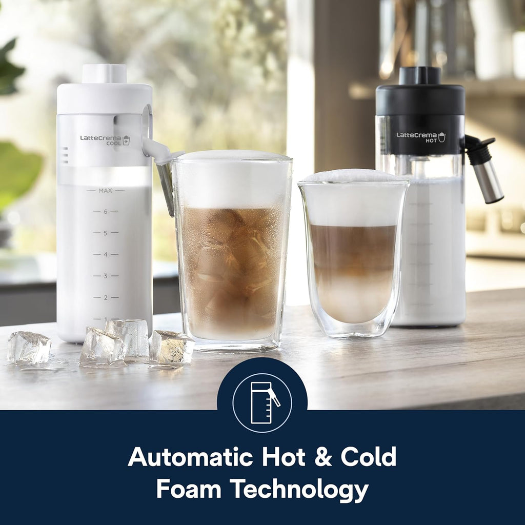De'Longhi Eletta Explore Espresso Machine with Cold Brew, Hot & Cold Milk Frother - 50+ Recipes, Built in Grinder, Smartphone Compatible with Bean Adapt Technology for Ideal Extraction, 3.8 Pounds