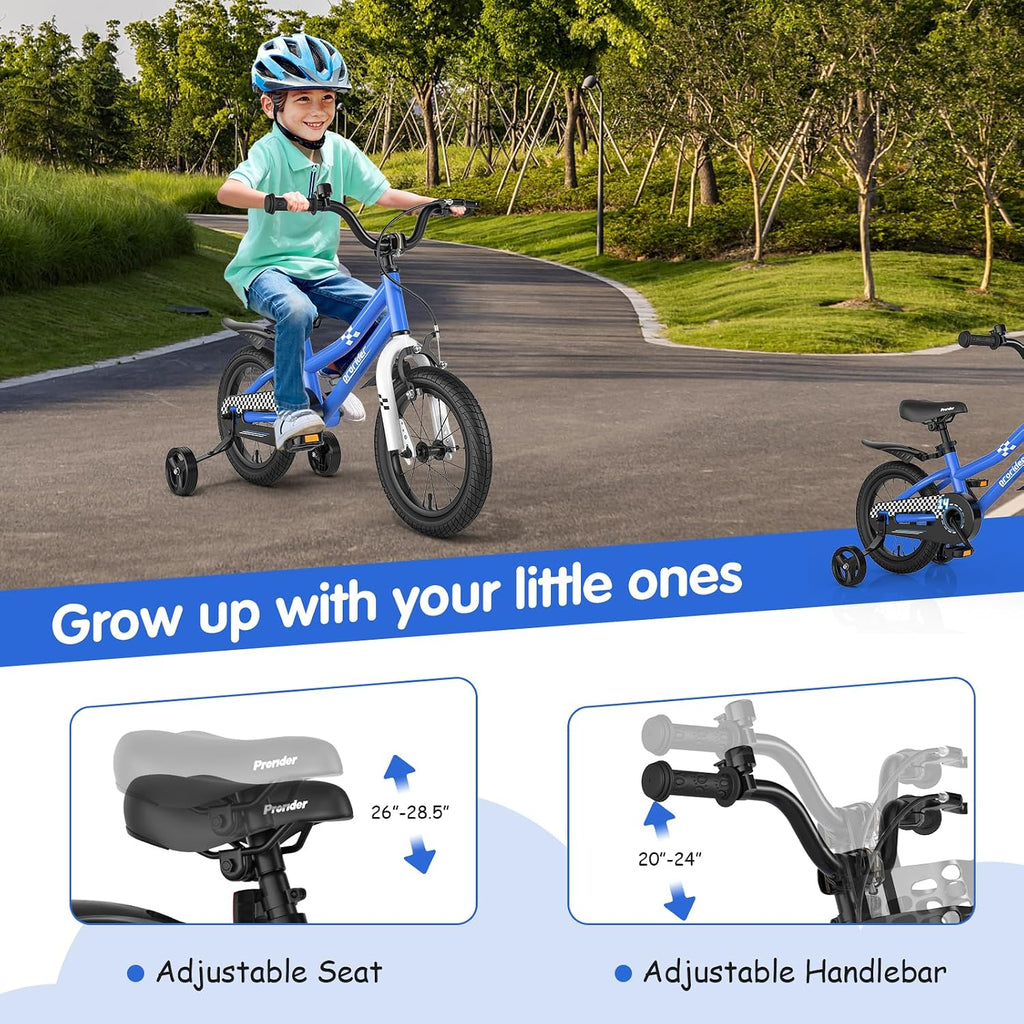 GYMAX 14'/16'/18' Kids Bike for 3-5/4-7/4-8 Years, Childrens Bicycle w/Removable Training Wheels, Basket & Dual Handbrake, Toddler Bike for Boys Girls