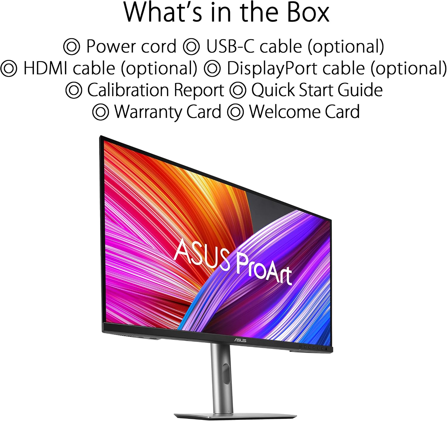 ASUS ProArt Display 27' 4K HDR Professional Monitor (PA279CRV) - IPS, UHD (3840 x 2160), 99% DCI-P3/Adobe RGB, ΔE < 2, Calman Verified, USB-C PD 96W, DisplayPort, Daisy-Chain, Ergonomic, 3yr Warranty