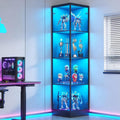 BROTTAR Corner Display Cabinet with Doors, 4-Tier Curio Cabinet for Collectibles, Display Case with 3 Color Light, Storage Cabinets with Door, Bookcase with Human Body Sensor, Black (15.7' W)