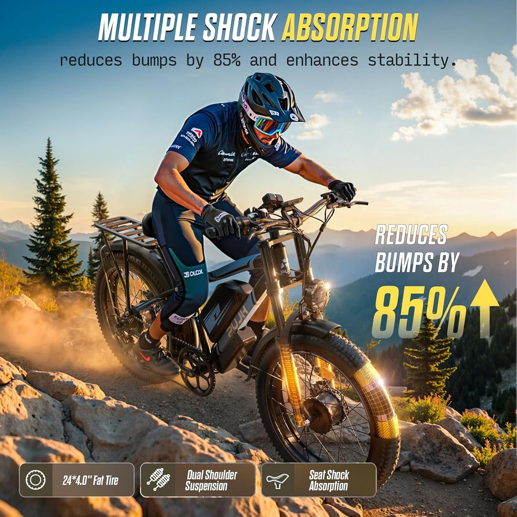 6000W Dual Motor Electric Bike, Ebikes for Adults Max 38-50MPH Up to 100 Miles Range, 60V 20Ah Removable Battery with 24/26' Fat Tire Electric Bicycles for Men Women, E-Bike for All Terrain PU2