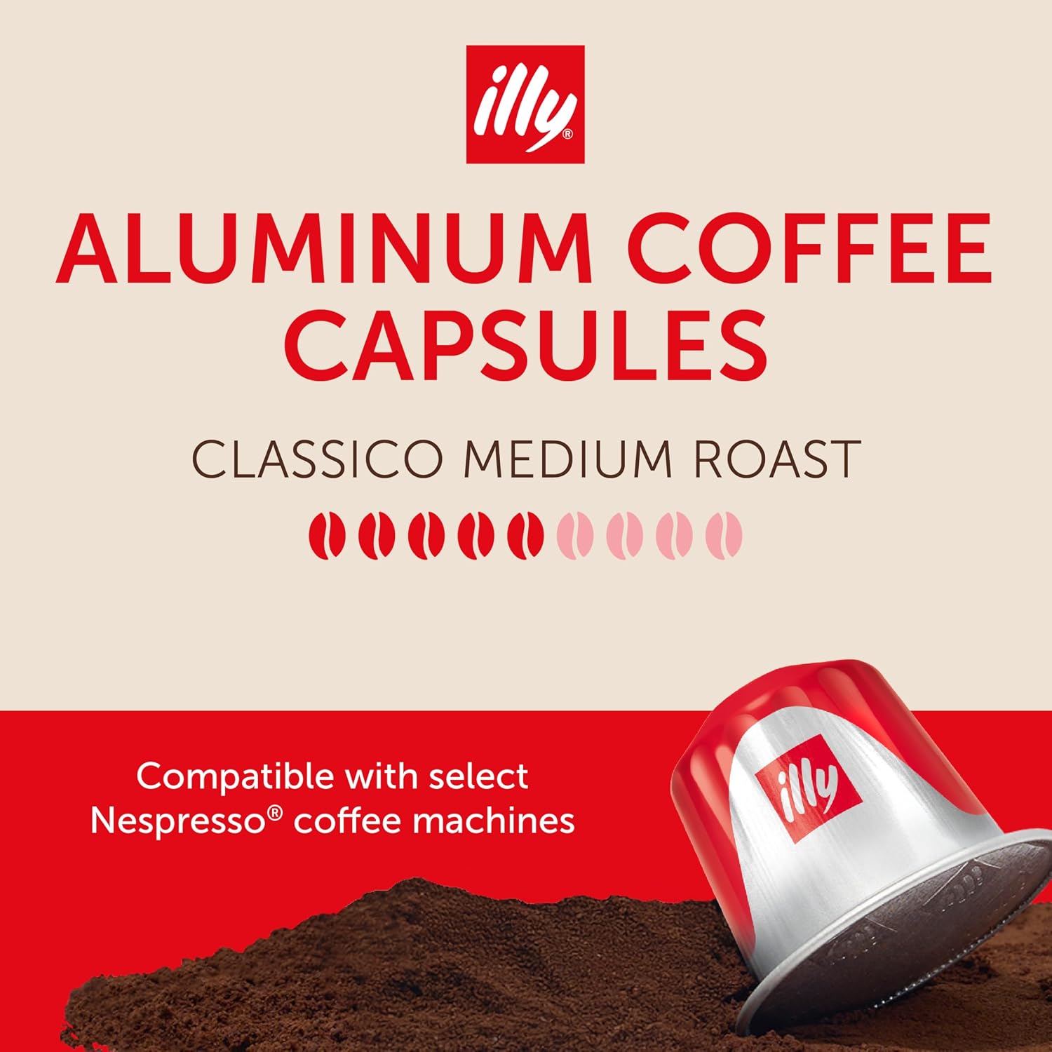 illy Espresso Compatible Capsules, Coffee Pods for Nespresso Original Line Machine, Classico Medium Roast, 100% Arabica, Premium Italian Coffee, Single Serve, 10 Count, 10 Pack