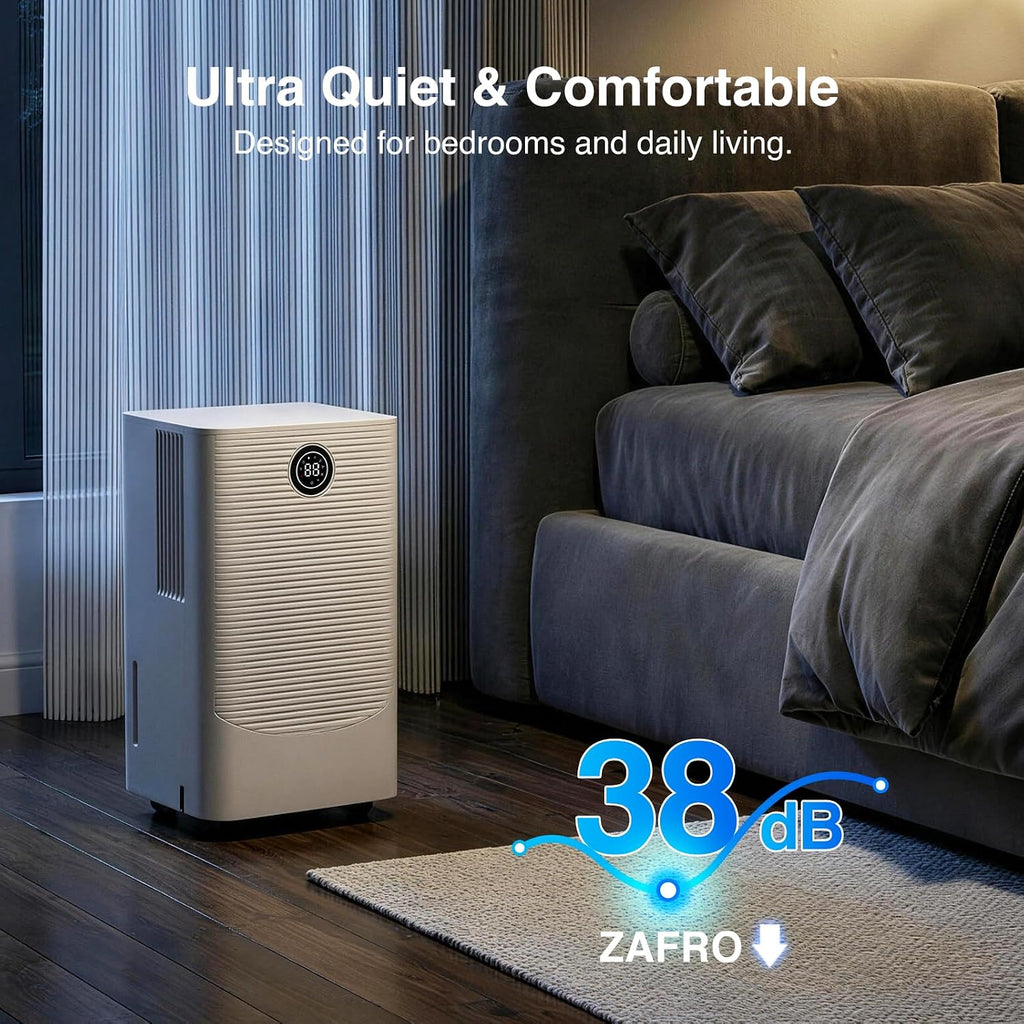 ZAFRO Dehumidifier for Home & Basement with Drain Hose, Energy Efficient 24 Pints Dehumidifier, Auto or Manual Drainage, Auto Defrost, 3 Modes, 24 Hours Timer