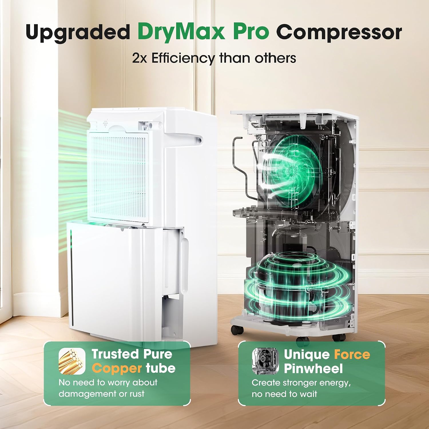 6,500 Sq.Ft Dehumidifier for Basement with Drain Hose, 186 OZ Water Tank, 60 Pint Dehumidifiers for Large Home with Three Operation Modes, Intelligent Humidity Control, 24HR Timer for Bathroom