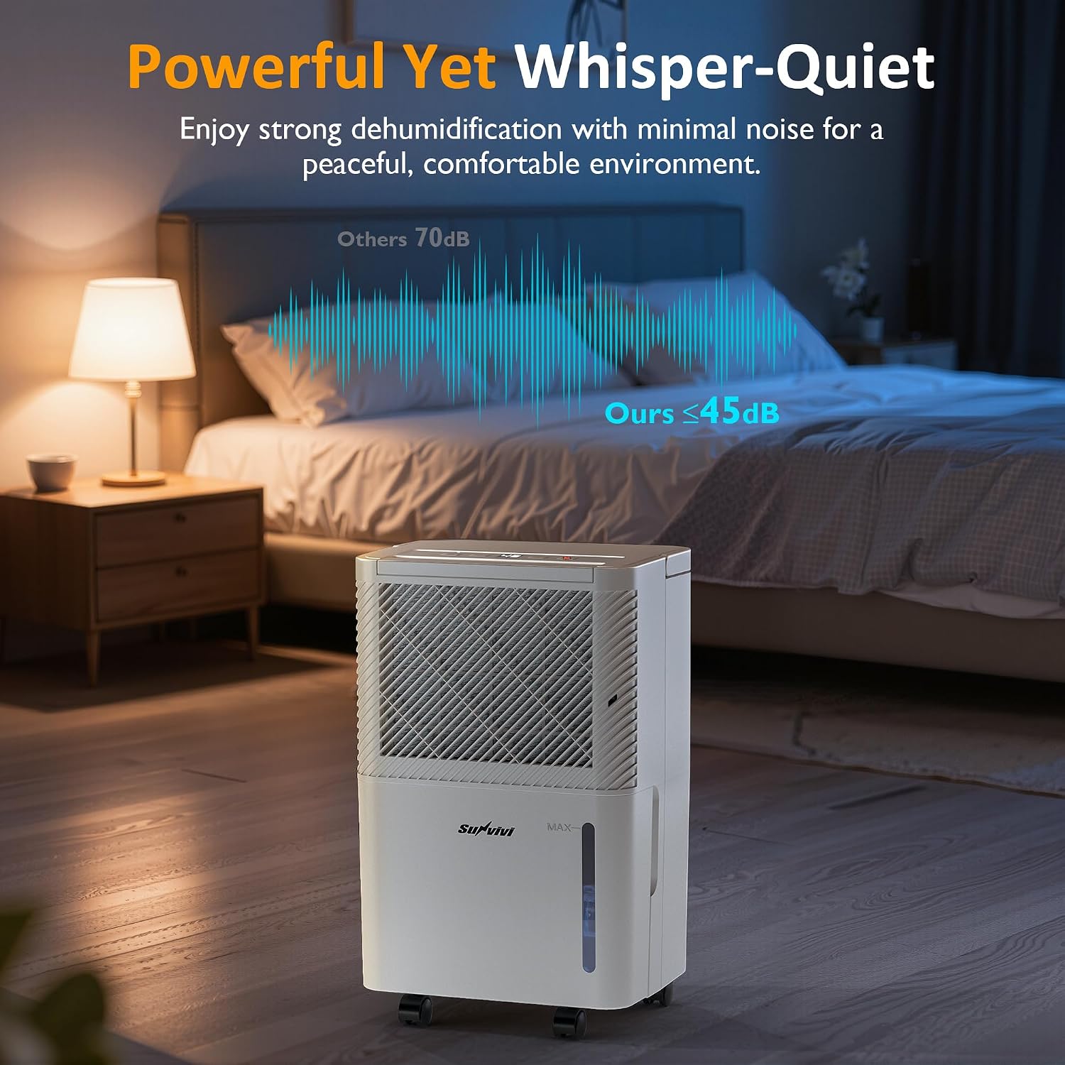 25 Pint Dehumidifier with Drain Hose: for Whole Home & Large Rooms up to 1500 Sq.Ft, 71OZ Tank, Auto Shut Off, 24H Timer, Ideal for Basement, Bedroom, Garage, RV, White