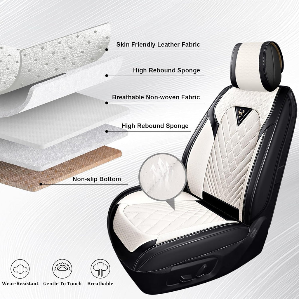 Dodge Ram Truck Seat Covers Custom for 2002-2026 1500 2002-2026 2500/3500 Crew Double Mega Quad Cab Bighorn Laramie Tradesman Classic Full Set Seat Covers Protectors(Standard 5 Seats/Black White)