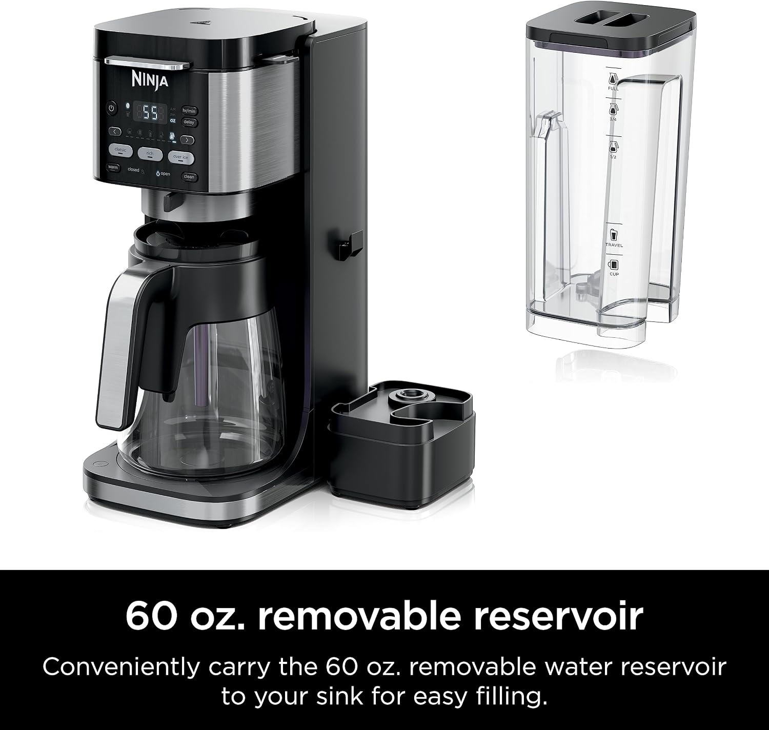 Ninja Drip Coffee Maker | DualBrew™ Pro Hot & Iced Coffee Machine, Single Serve to Carafe | Brew with Pods & Grounds, Compatible with K Cups | 3 Brew Styles, 60oz Removable Reservoir | Black, CFP101