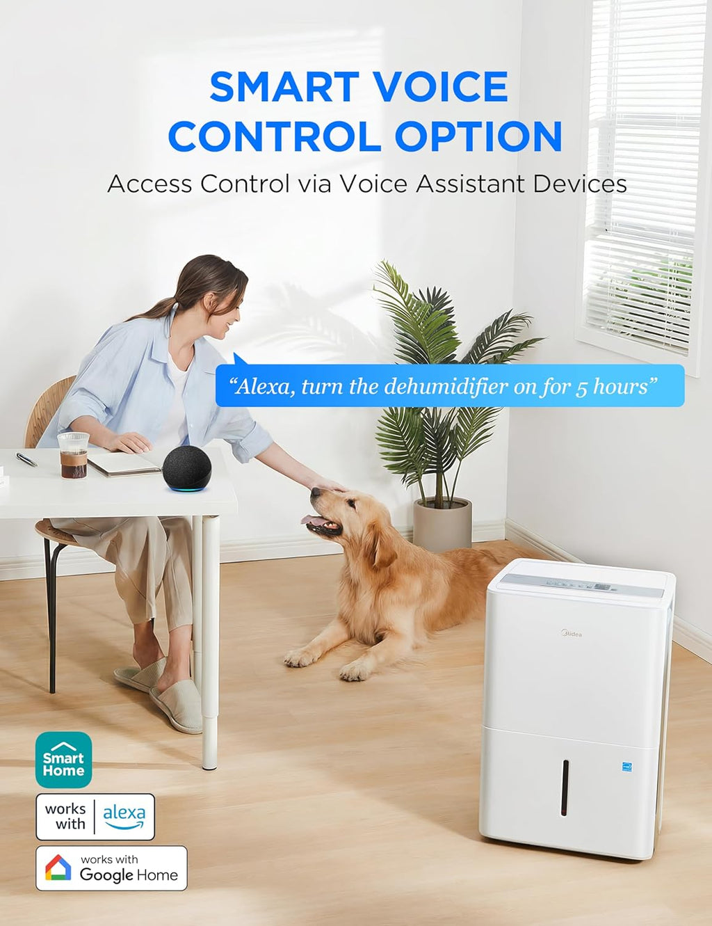 Midea 4,500 Sq. Ft.Dehumidifier for Basement, With Reusable Air Filter 50 Pint - Ideal For Basements, Large & Medium Sized Rooms, And Bathrooms (White)