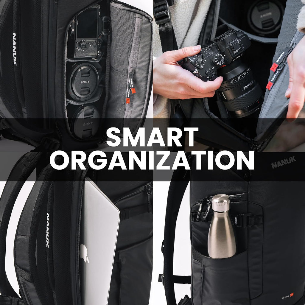 NANUK N-PVD 18L Backpack Camera Bag for Photographers – Hardshell & Highly Water-Resistant | Fits 1 to 2 Camera Bodies, 2 Lenses, Tripod, 14' Laptop, & More