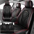 Fit for Ford F150 2009-2026 & F250 F350 F450 2011-2026 Seat Covers, Fashion Sport Seat Cover with Waterproof Leather, Airbag Safe Design Seat Protector (2 Front Seat Standard, Black Red)