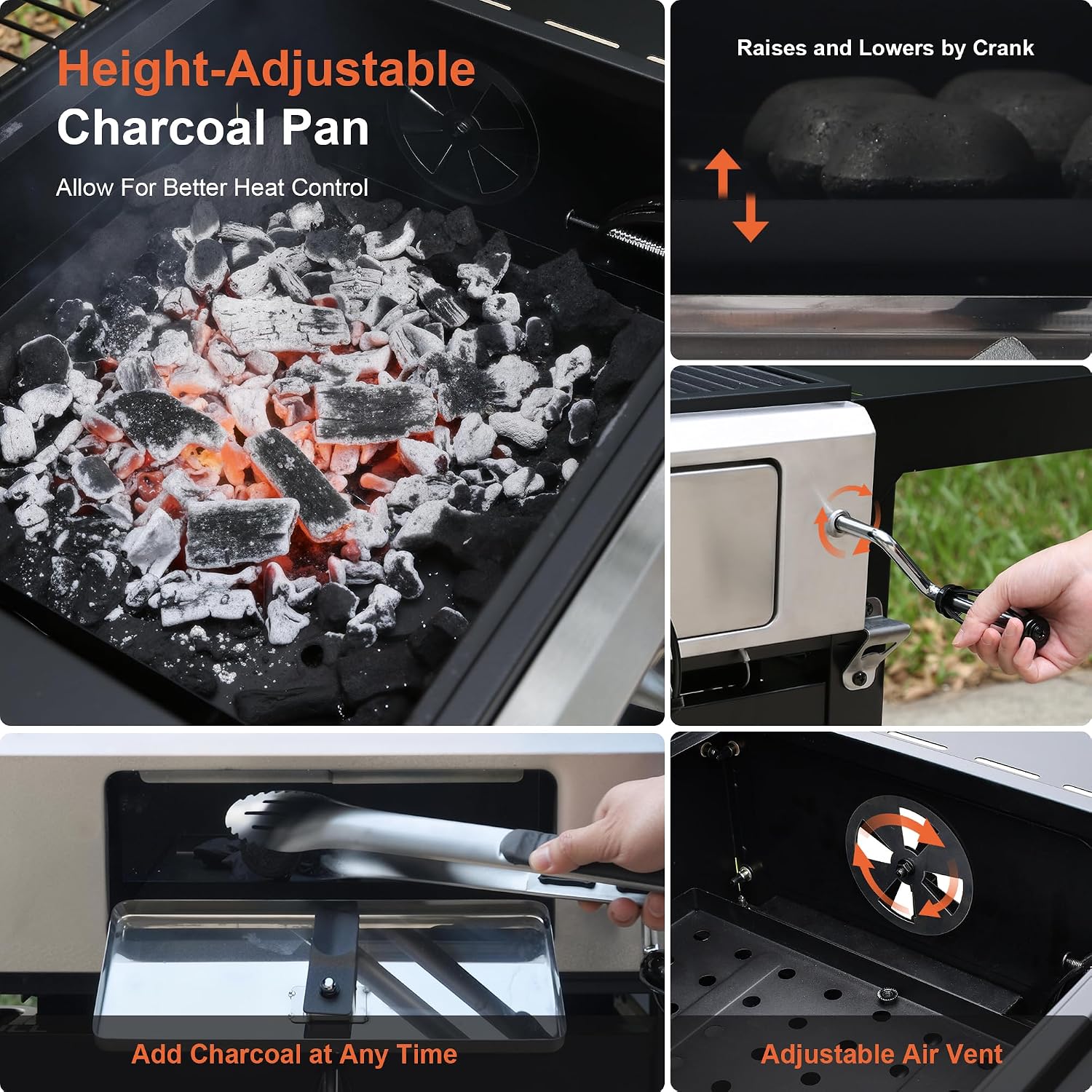 Brand-Man Propane Gas and Charcoal Grill Combo,Grill and Griddle Combo Dual Fuel BBQ Grill with Dual Lids for Outdoor Barbecue, Black