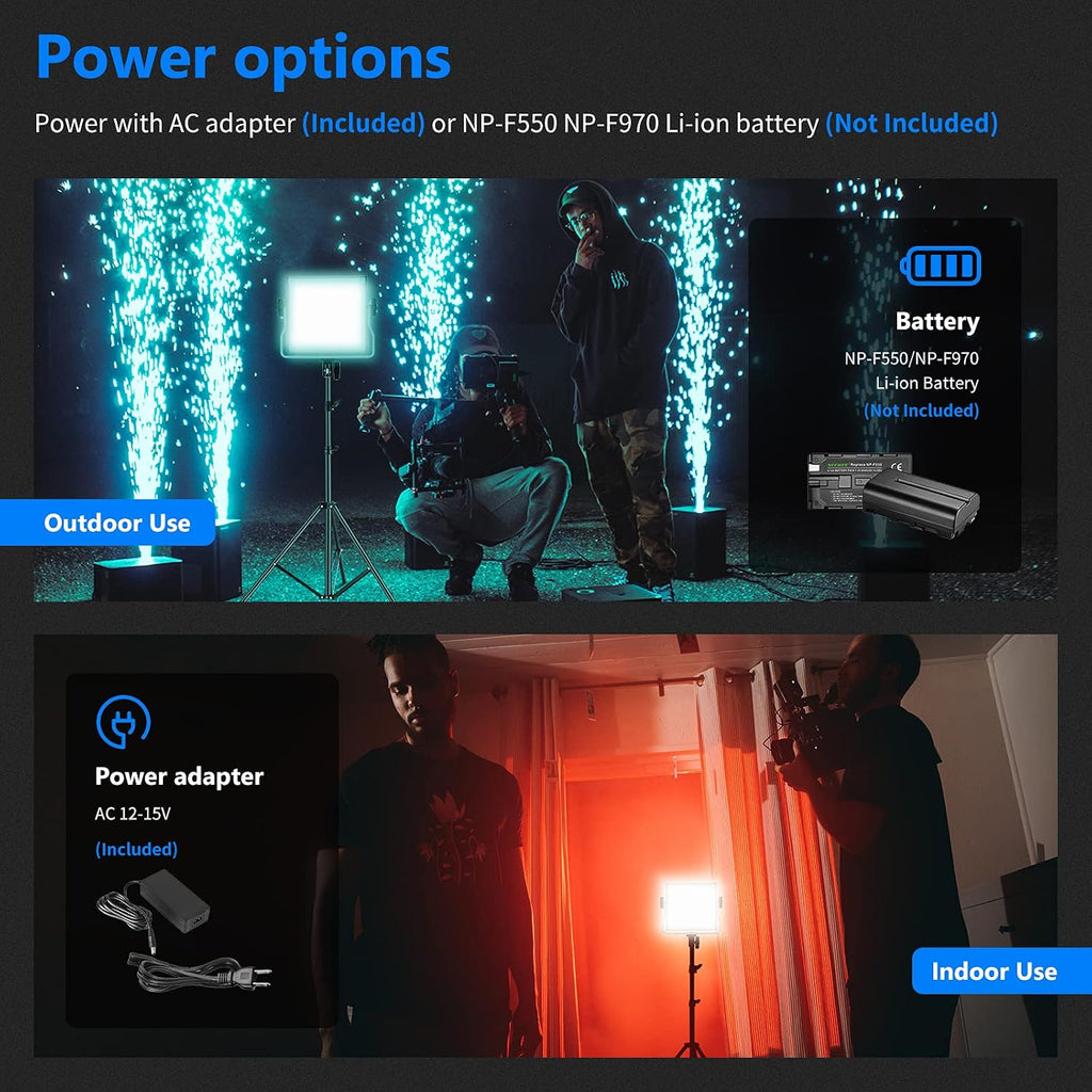NEEWER 2 Pack 660 PRO RGB LED Video Light with App Control Tripod Stand Kit, Studio Panel Key Lighting for Gaming Streaming Zoom YouTube Webex Photography, 360° Full Color, 50W Dimmable, Bluetooth