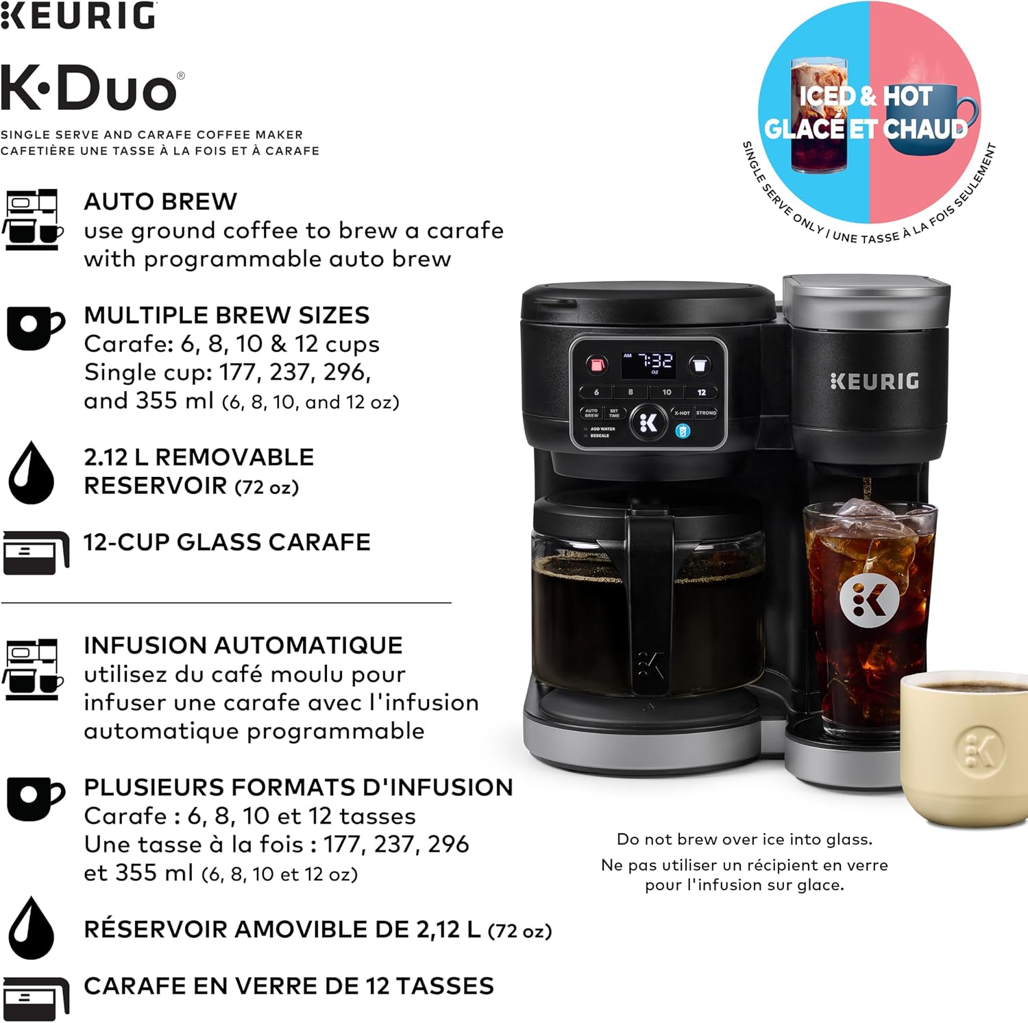 Keurig K-Duo Single Serve K-Cup Pod & Carafe Coffee Maker, Black