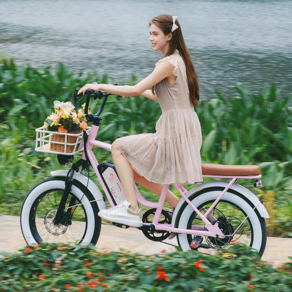 Electric Bike for Adults, 20'x 4' Fat Tire 35MPH Cargo Ebike with Seat, 1450W Peak 2 Seater Commute Bike with 48V 20AH Removable 960WH Battery, 80 Miles Max Range 7-Speed Step-Thru Electric Bicycle