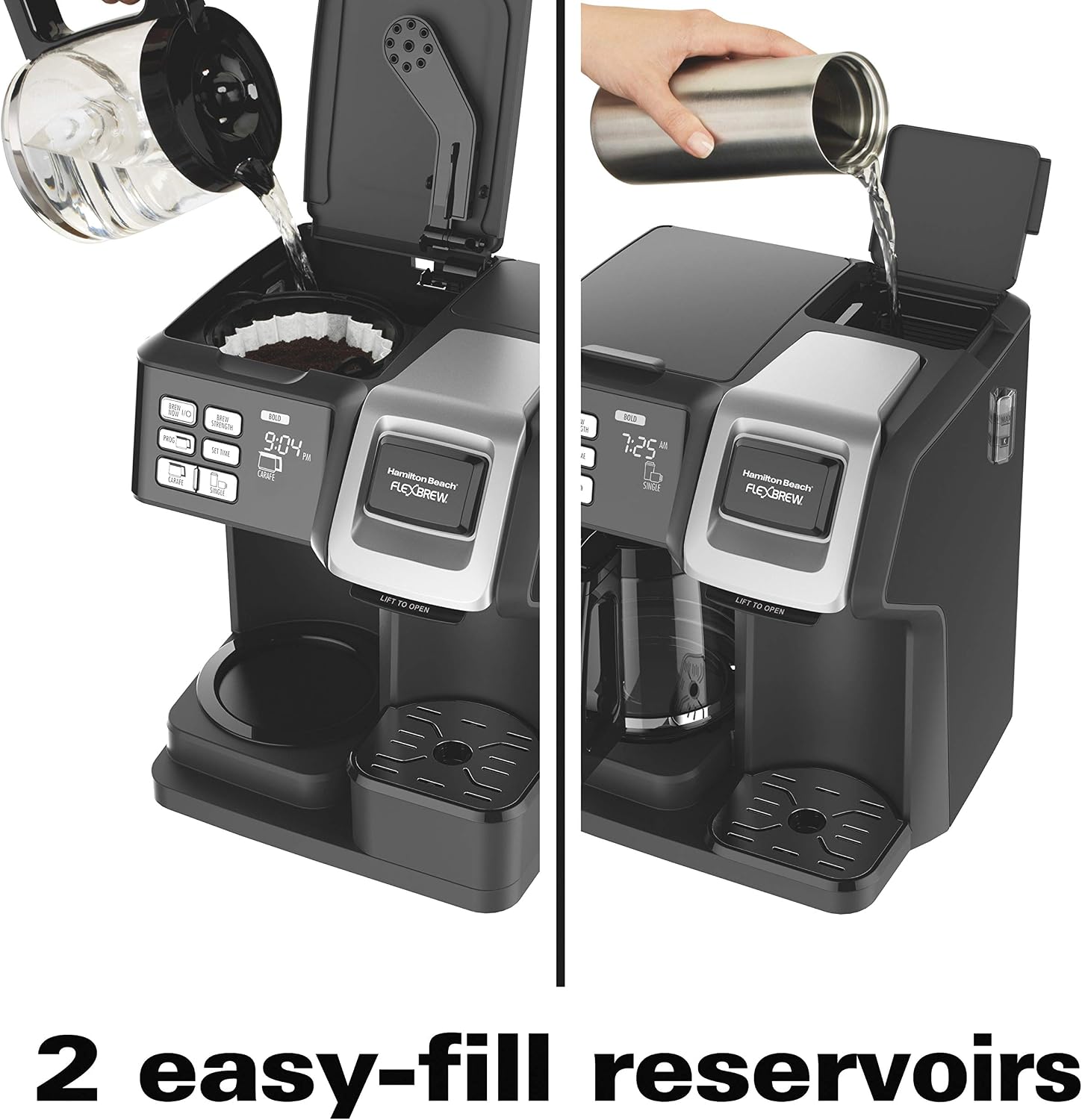 Hamilton Beach FlexBrew Trio 2-Way Coffee Maker, Compatible with K-Cup Pods or Grounds, Single Serve & Full 12c Pot, Permanent Gold-Tone Filter, Black & Silver