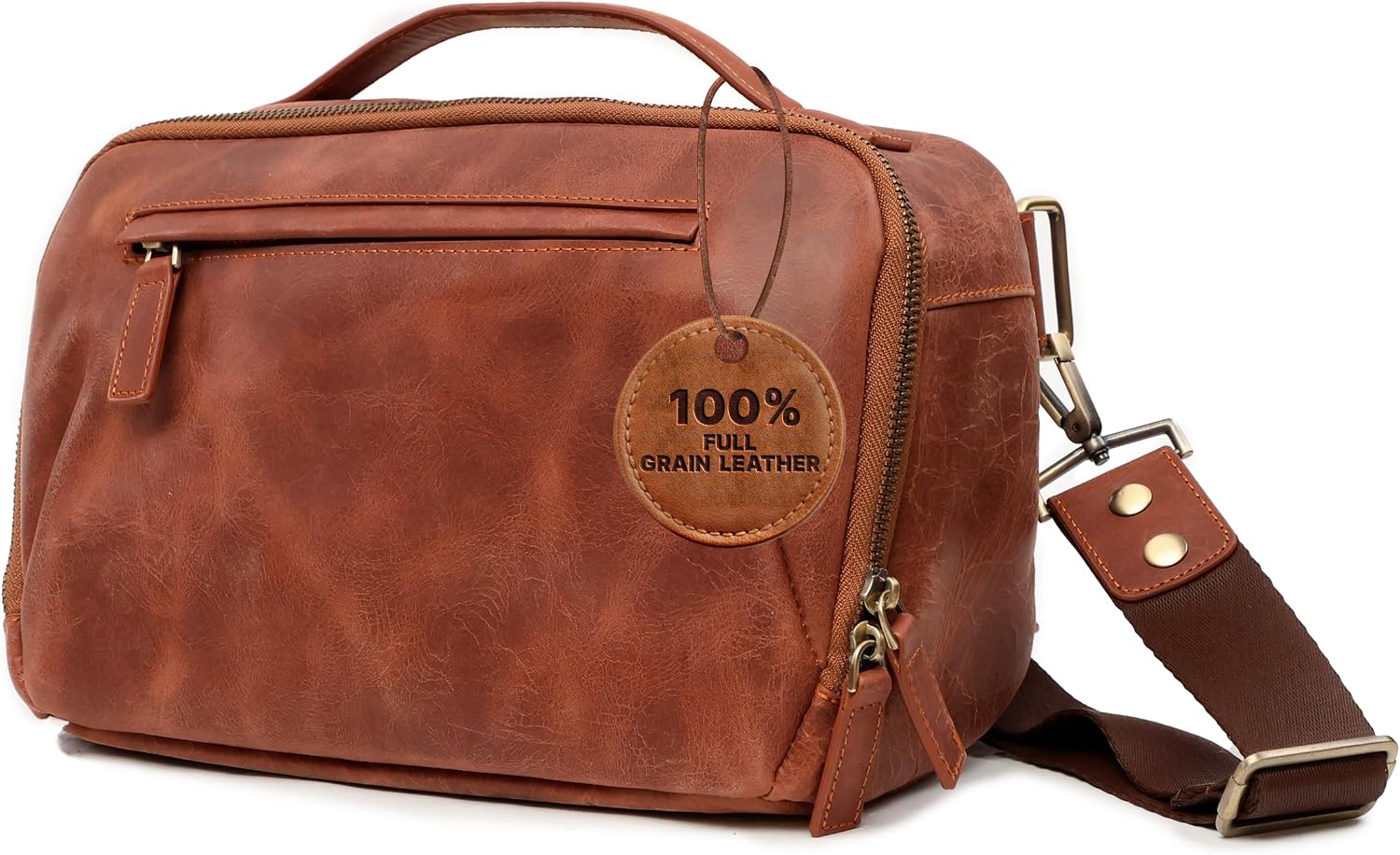 C Coiro Camera Sling Bag Full Grain Leather Photography Accessories with Padded Shoulder Strap, Camera Case for DSLR/SLR, Travel Photography Camera Bag, Brown Color