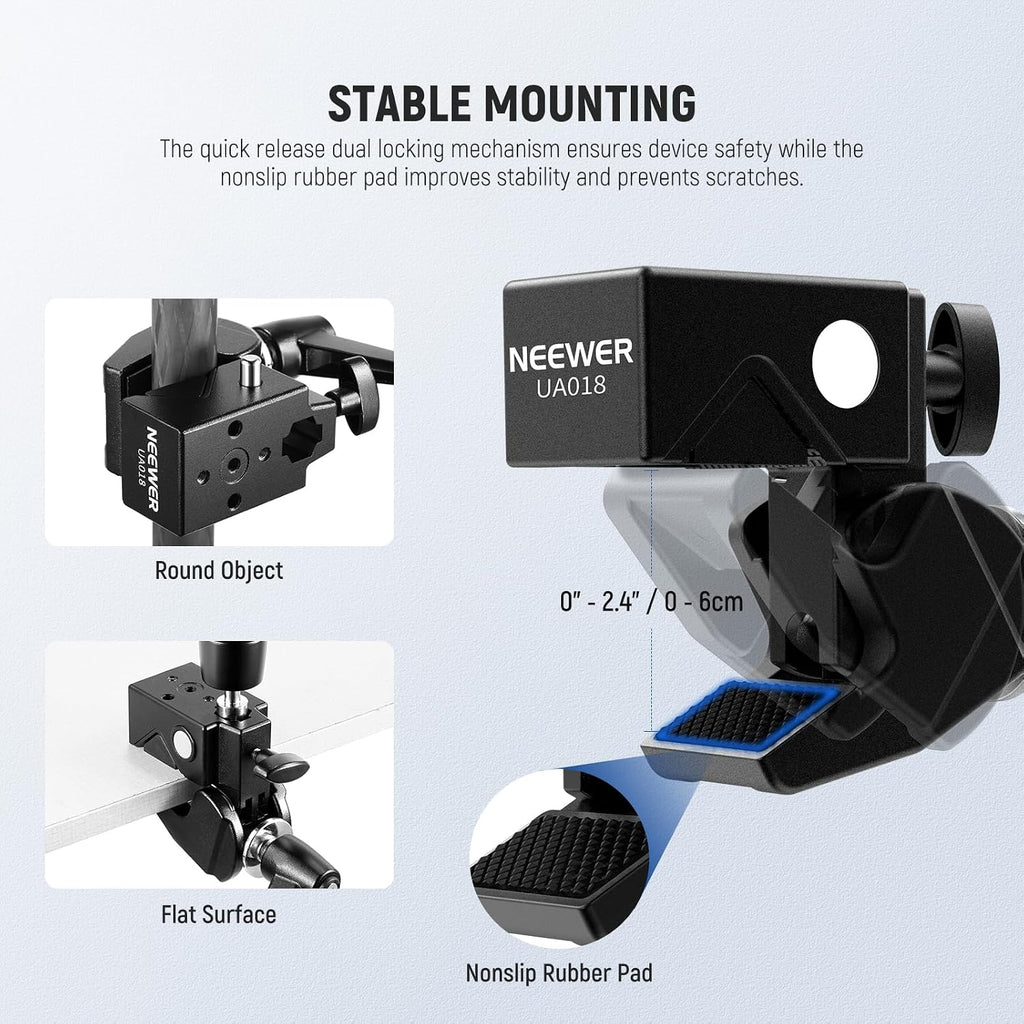 NEEWER 21' Magic Arm Camera Mount with Super Clamp, Overhead Desk Mount with 360° Dual Ball Head, 1/4' 3/8' 5/8' Stud Adapter for PA073 PA074 Phone Cage Rig DSLR Camera Monitor Video Light, UA018