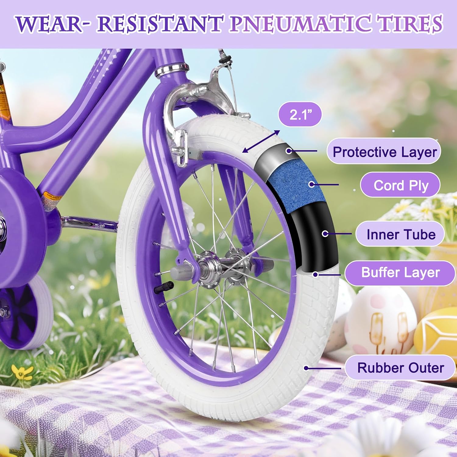 Glaf Toddler Girls Bike 12 14 16 20 Inch Girls Bike with Training Wheels Age 2-12 Years Old Bicycle Kids Bike with Basket and Doll Seat Adjustable Seat
