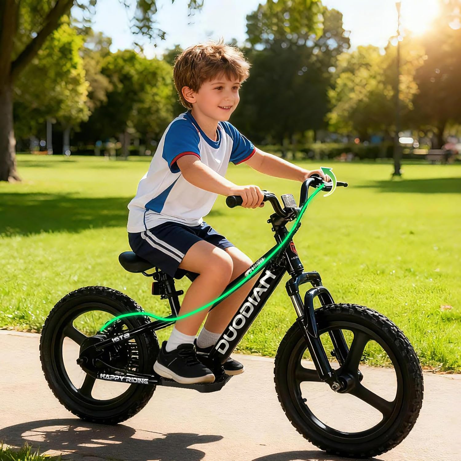 Electric Bike for Kids, 350W/250W Motor, 36V 7.8/5.2Ah, 15.5/13.7 MPH, 15/12 Miles Long Range, 16' Tires, Kids Electric Bike Aged 6 and Above, Youth Off-Road Electric Bicycle