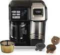 Hamilton Beach FlexBrew Trio 2-Way Coffee Maker, Compatible with K-Cup Pods or Grounds, Single Serve & Full 12c Pot, Permanent Gold-Tone Filter, Black & Silver